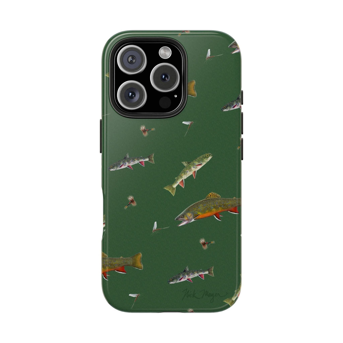 Trout and Flies Green iPhone 15 Pro Max Case - Clearance / Final Sale Nick Mayer