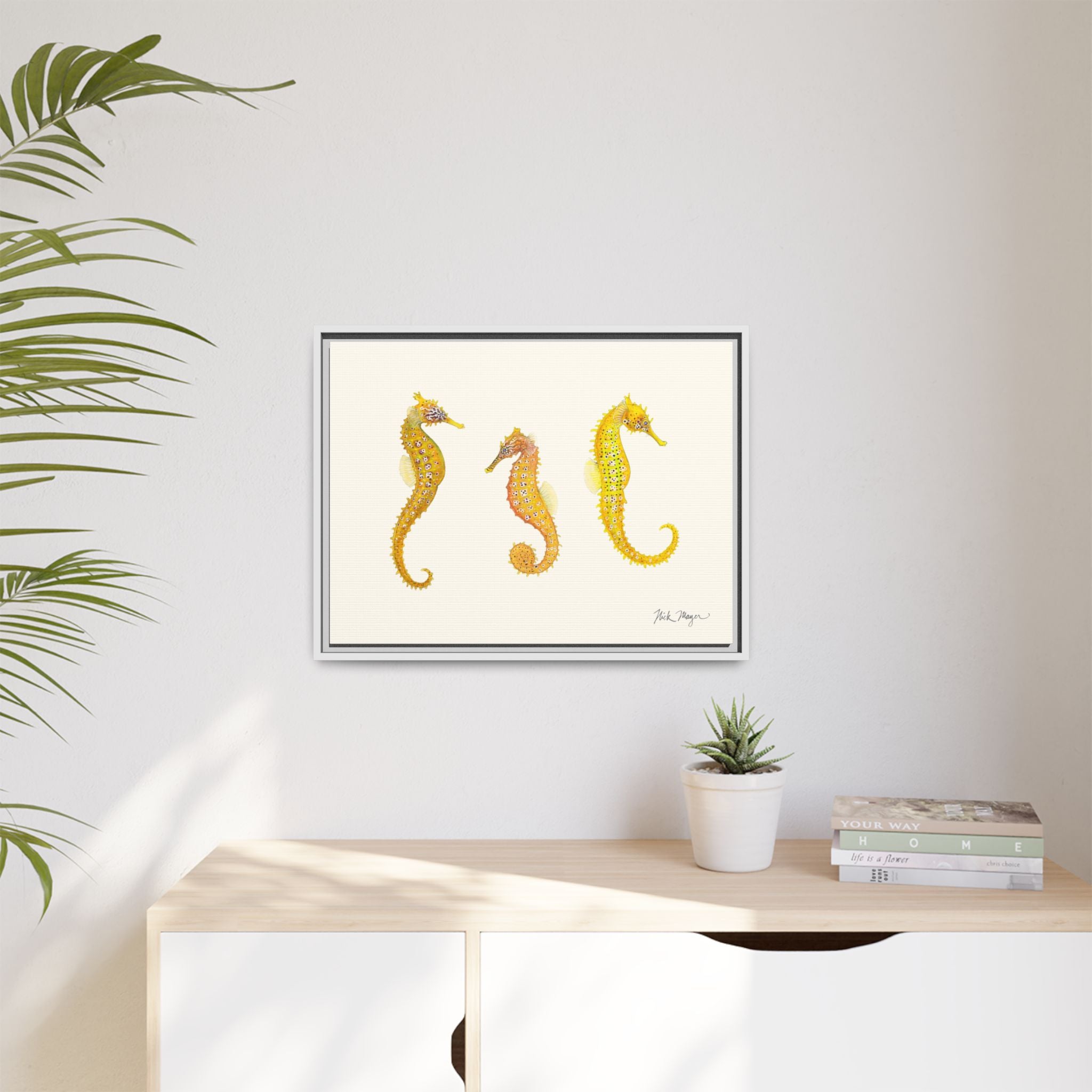 Giant Seahorse Trio Framed Canvas Print Printify