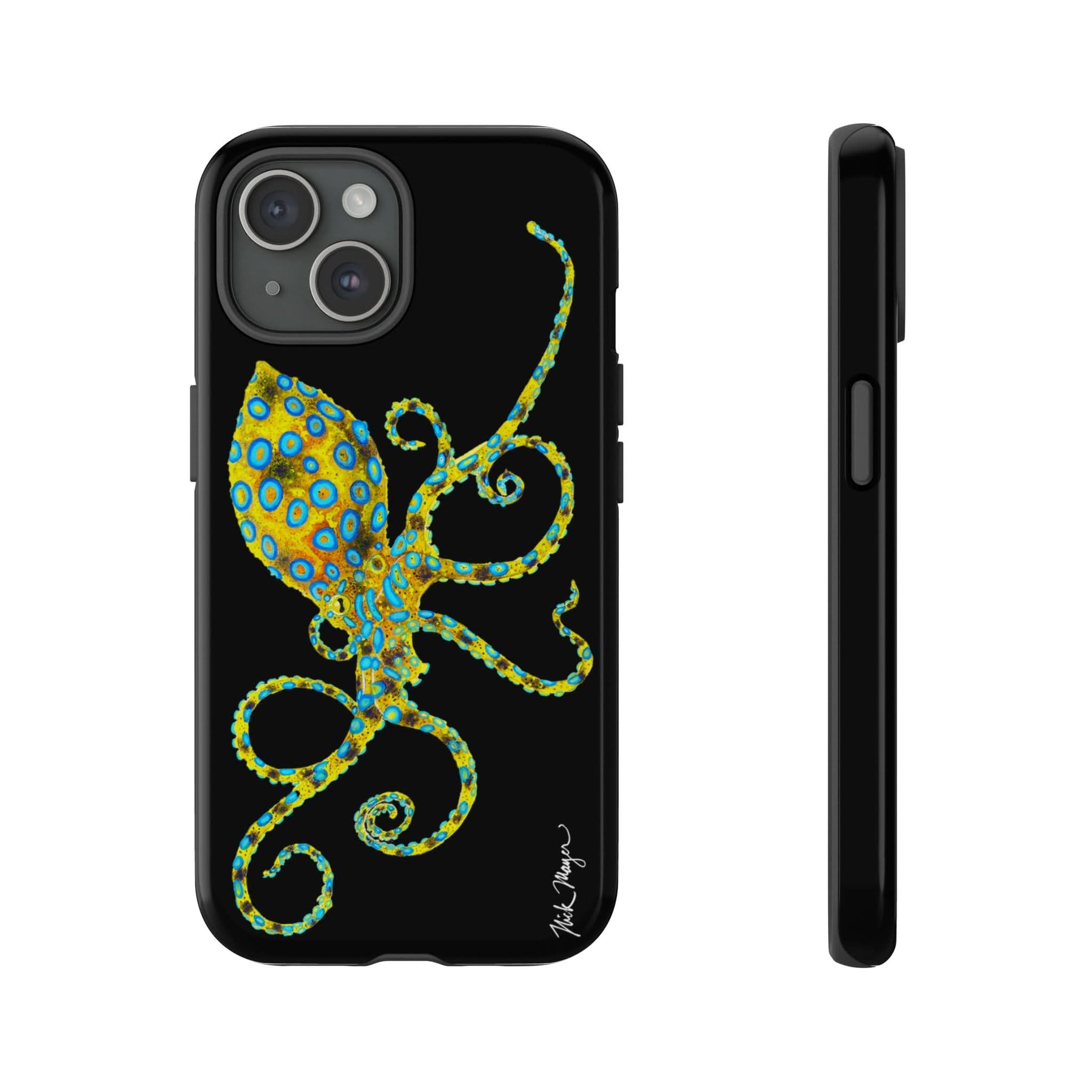 Blue Ringed Octopus Black iPhone 15 Case