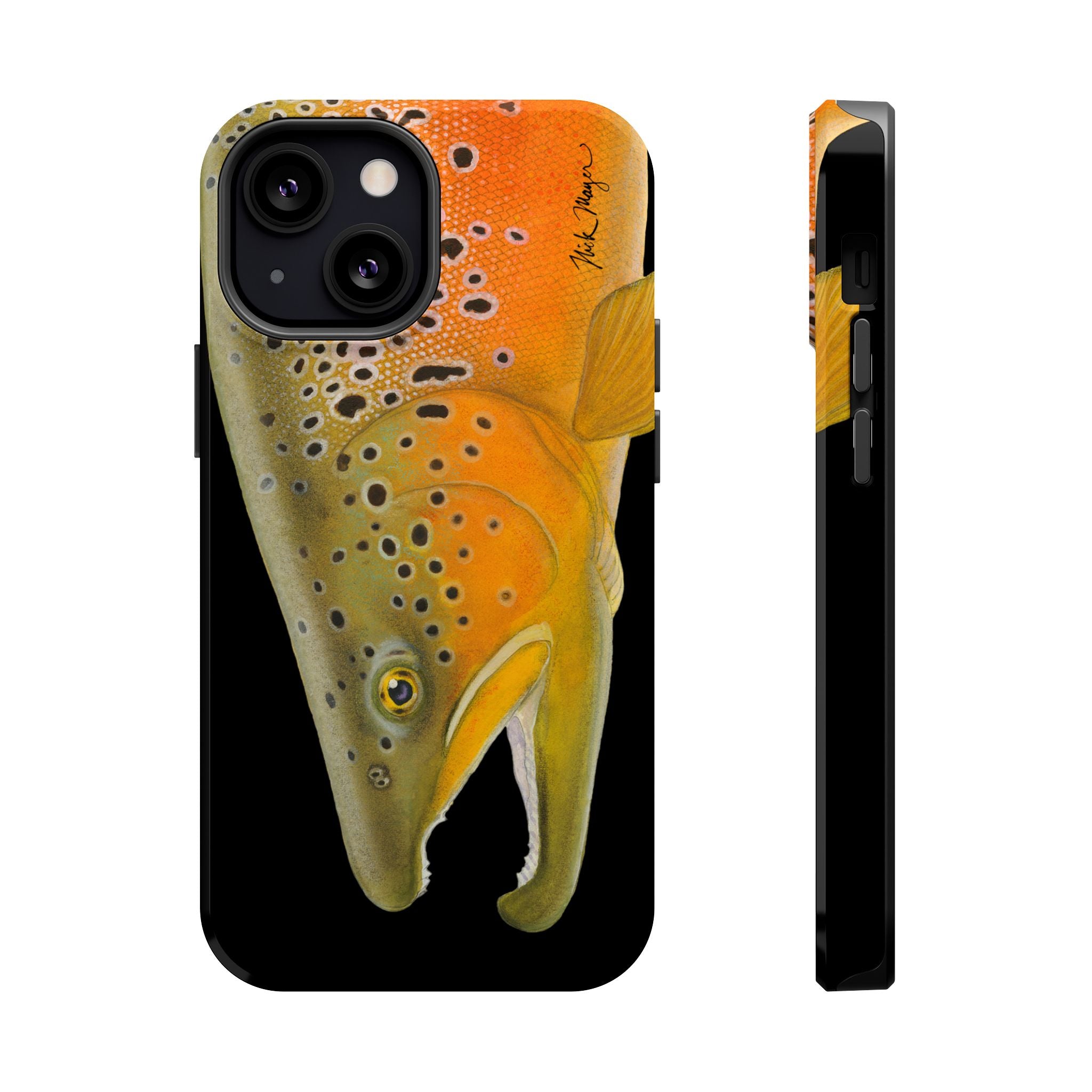 Brown Trout 2 Black MagSafe iPhone Case