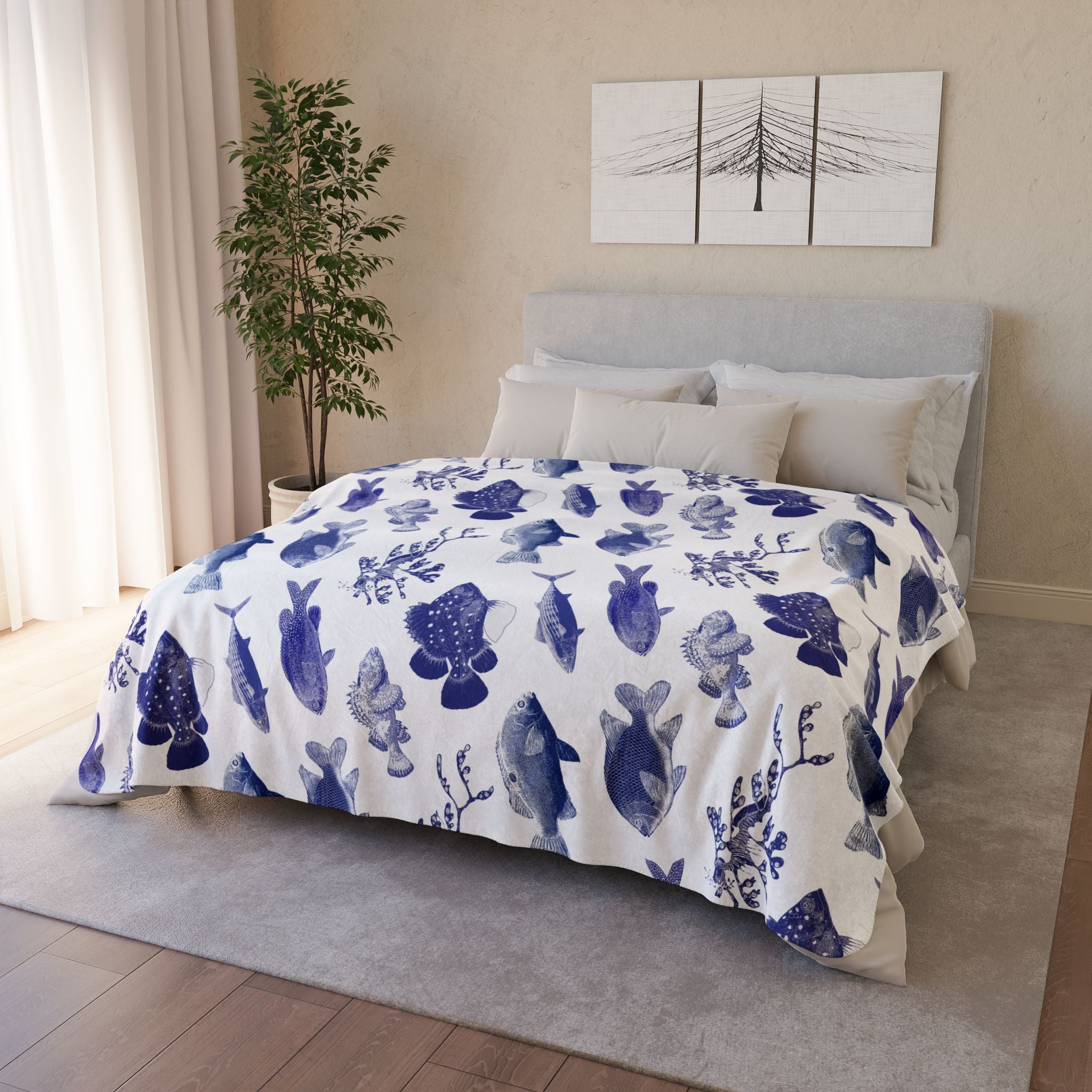 Ocean Stamps Super Soft Sherpa Blanket