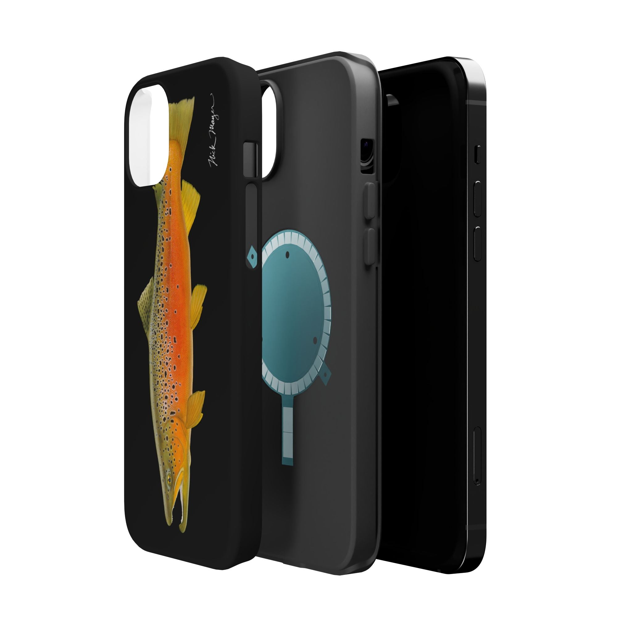 Brown Trout 2 Black MagSafe iPhone Case, NEW for Holiday 2025!