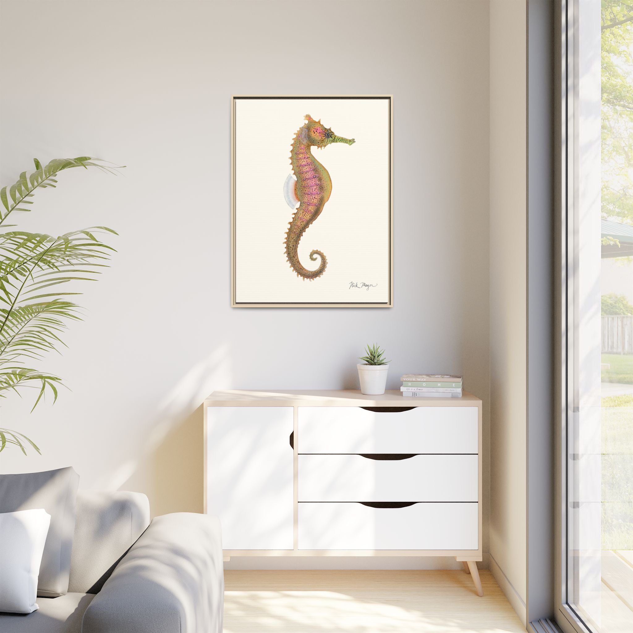 Estuary Seahorse Framed Canvas Print Printify