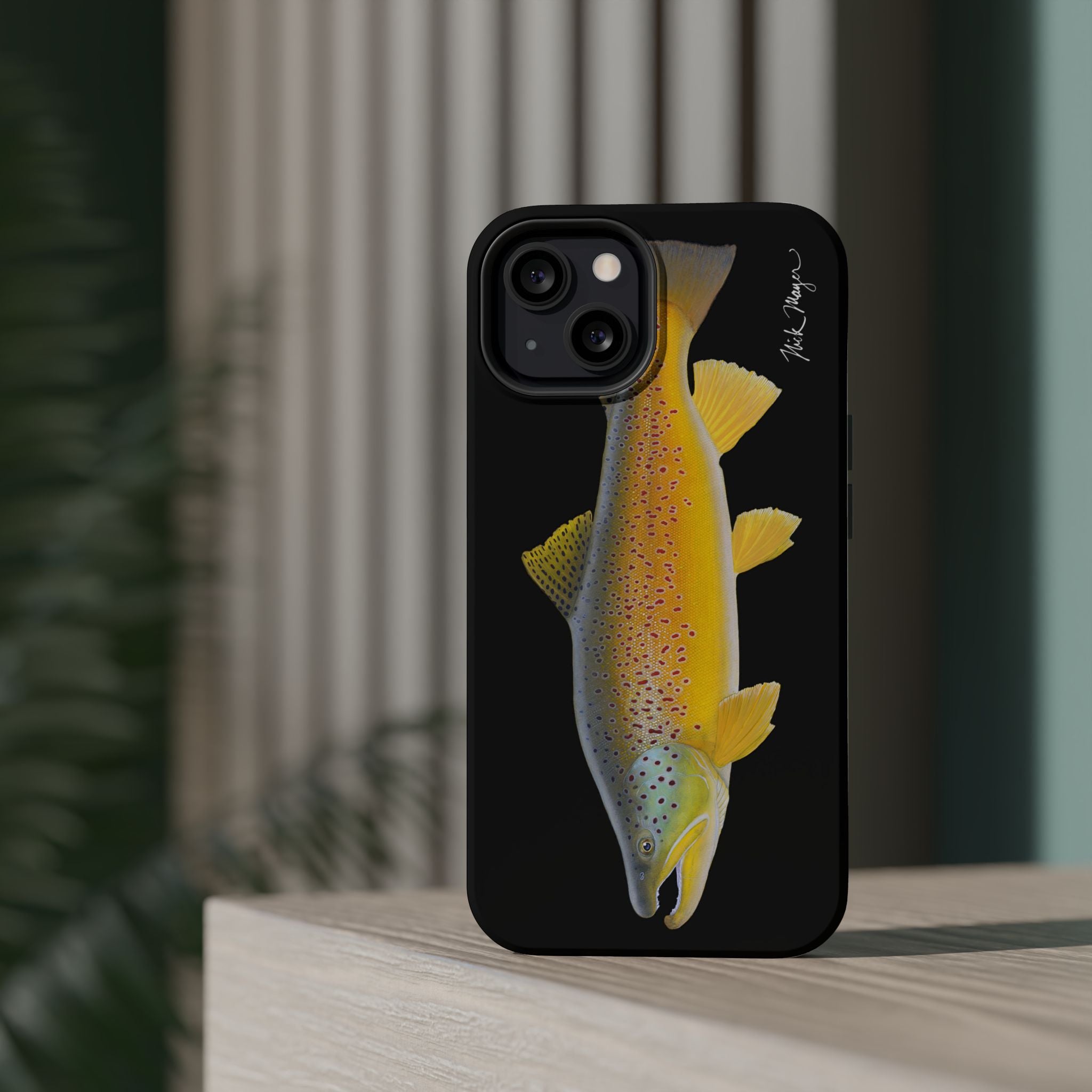 Brown Trout 3 Black MagSafe iPhone Case