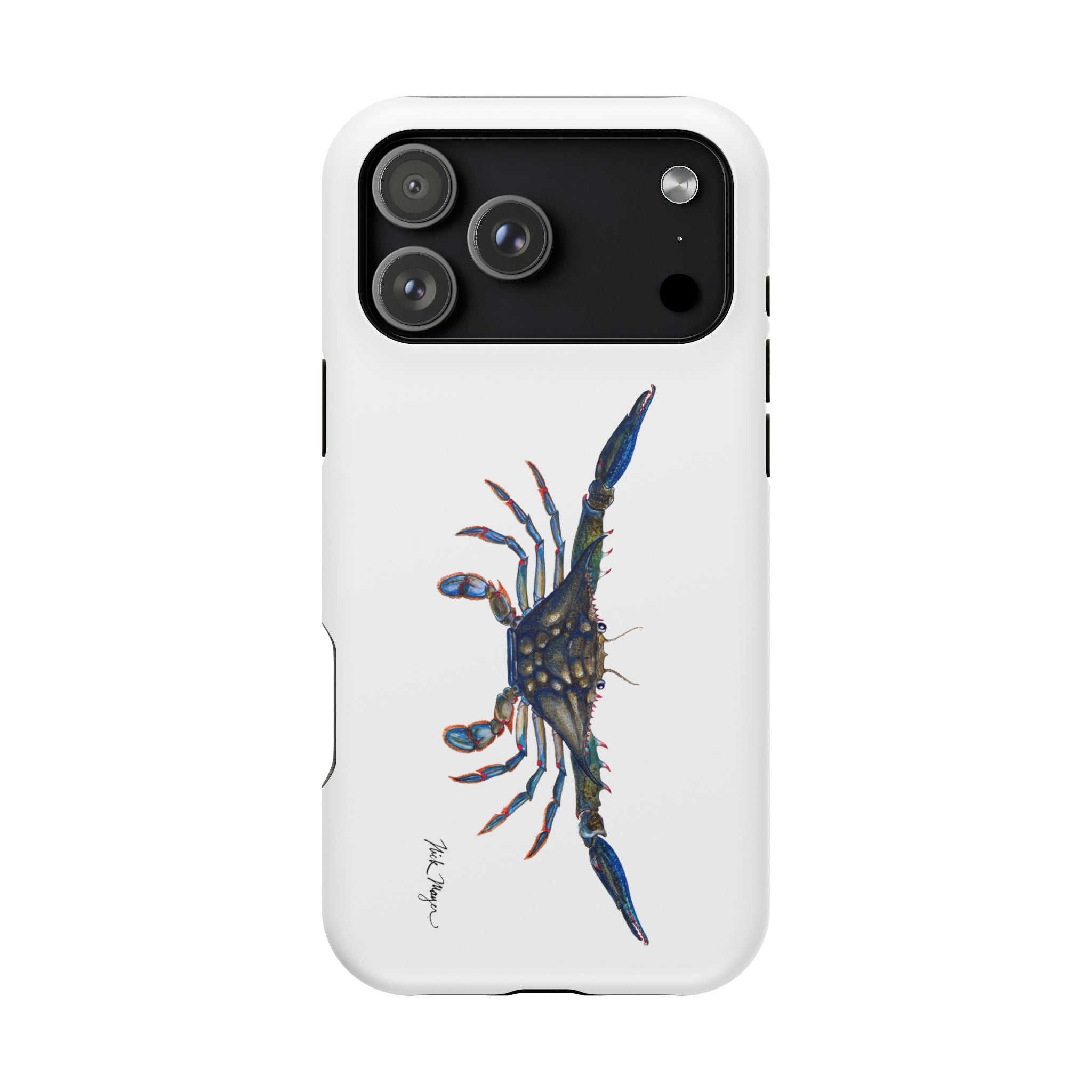 Blue Crab MagSafe White iPhone Case