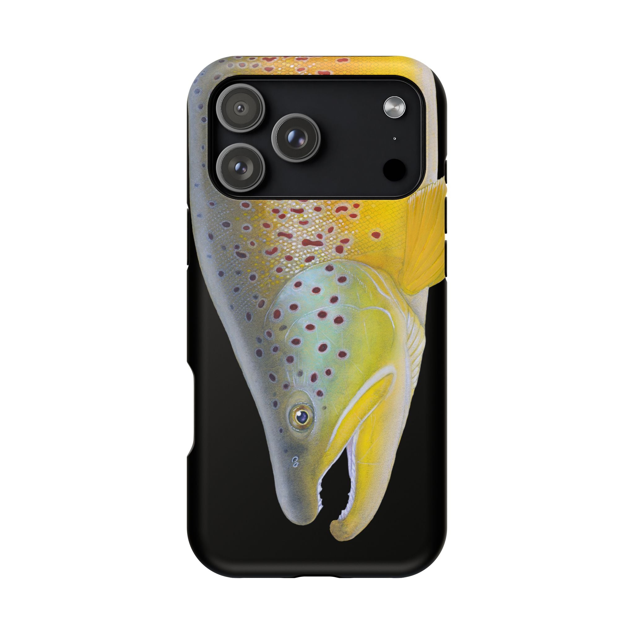 Brown Trout 3 Face Black MagSafe iPhone Case