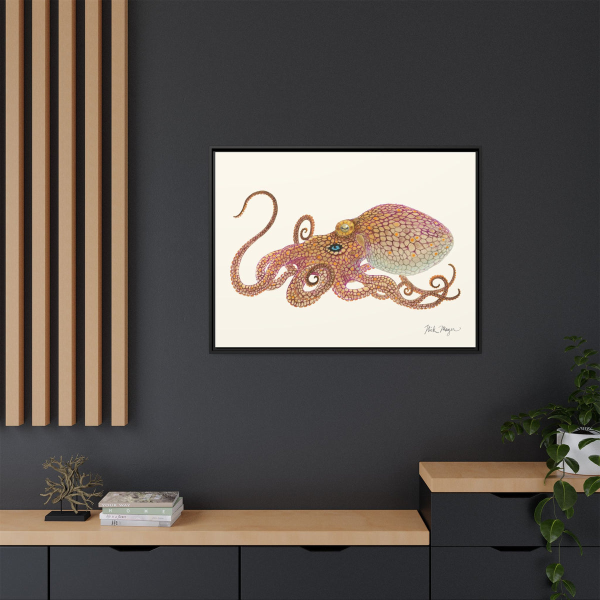 Two Spot Octopus Framed Canvas Print Printify
