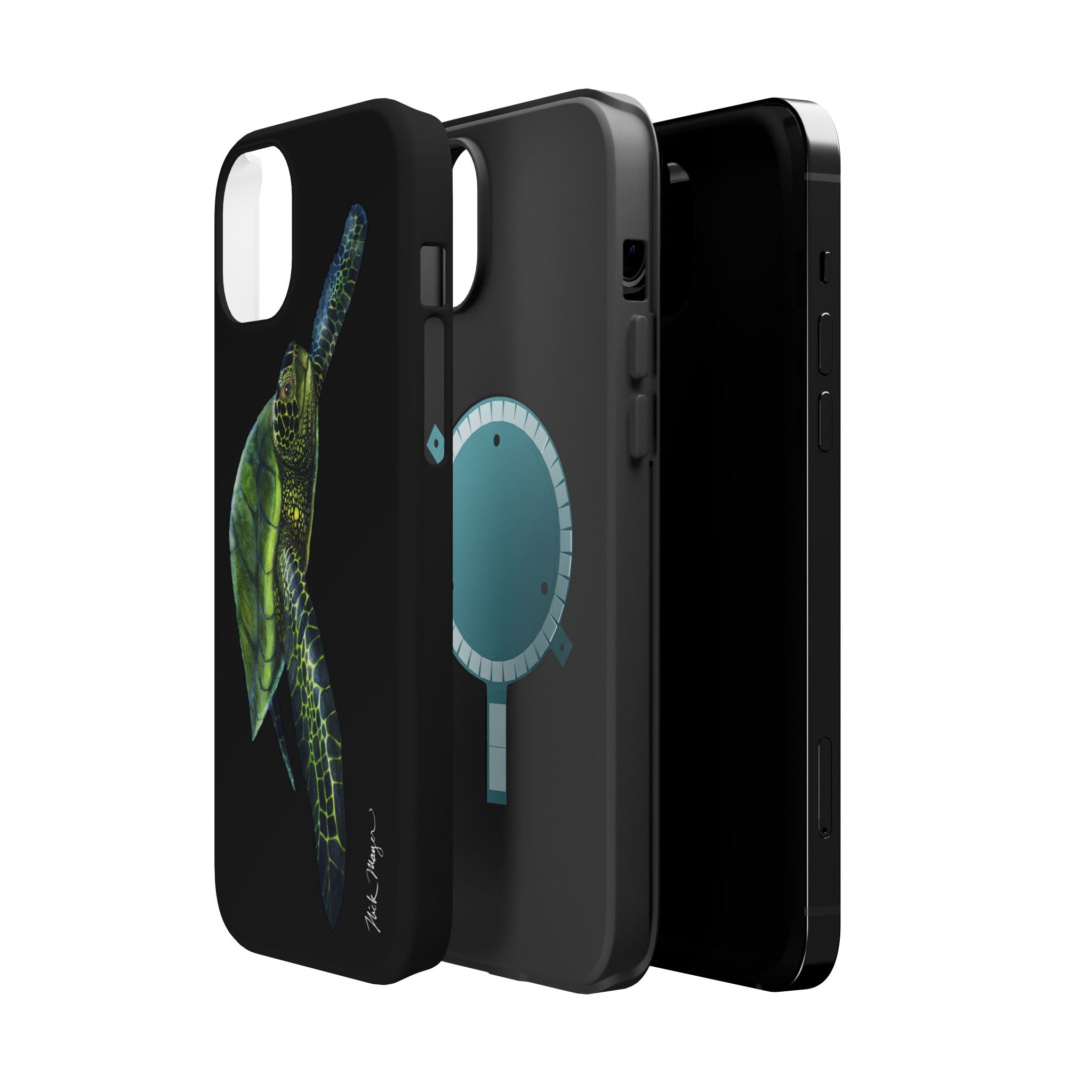 Green Sea Turtle MagSafe Black iPhone Case