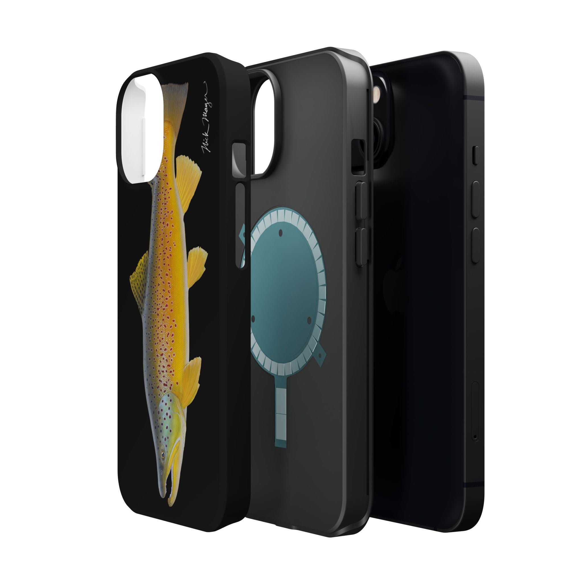 Brown Trout 3 Black MagSafe iPhone Case