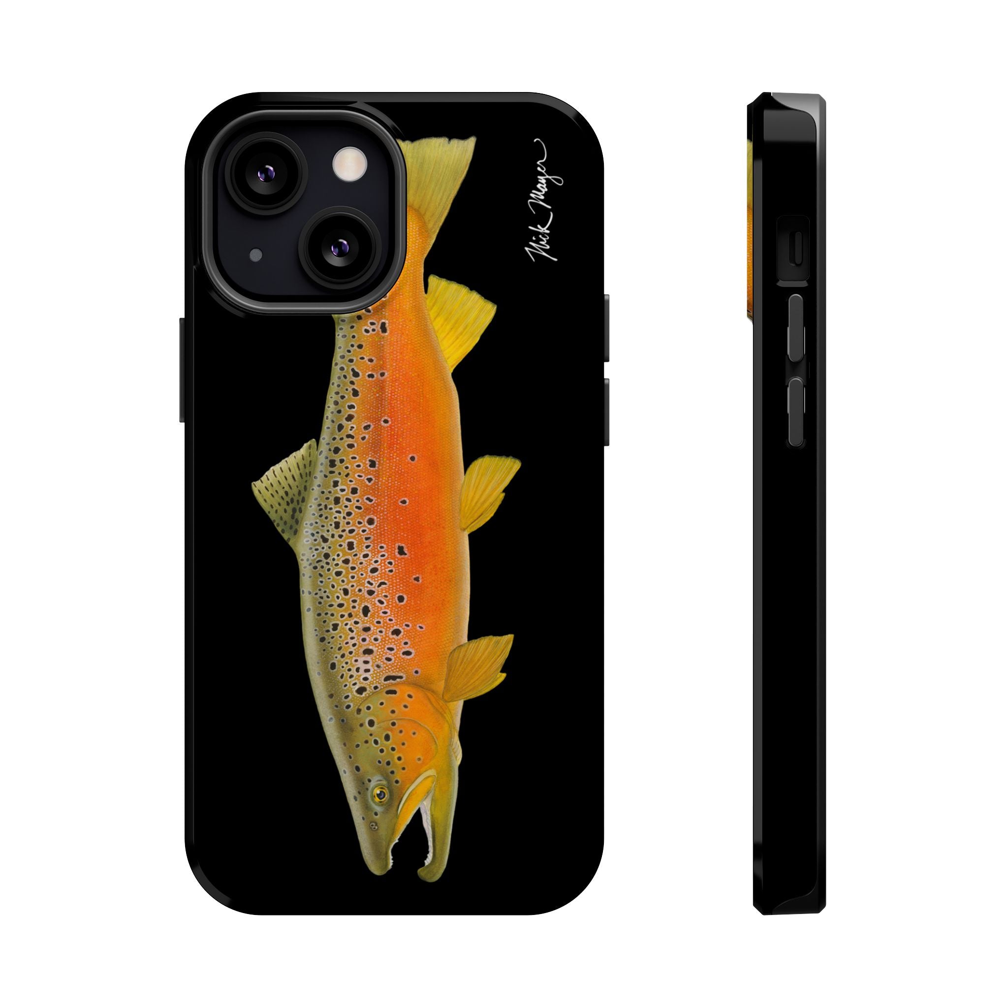 Brown Trout 2 Black MagSafe iPhone Case, NEW for Holiday 2025!