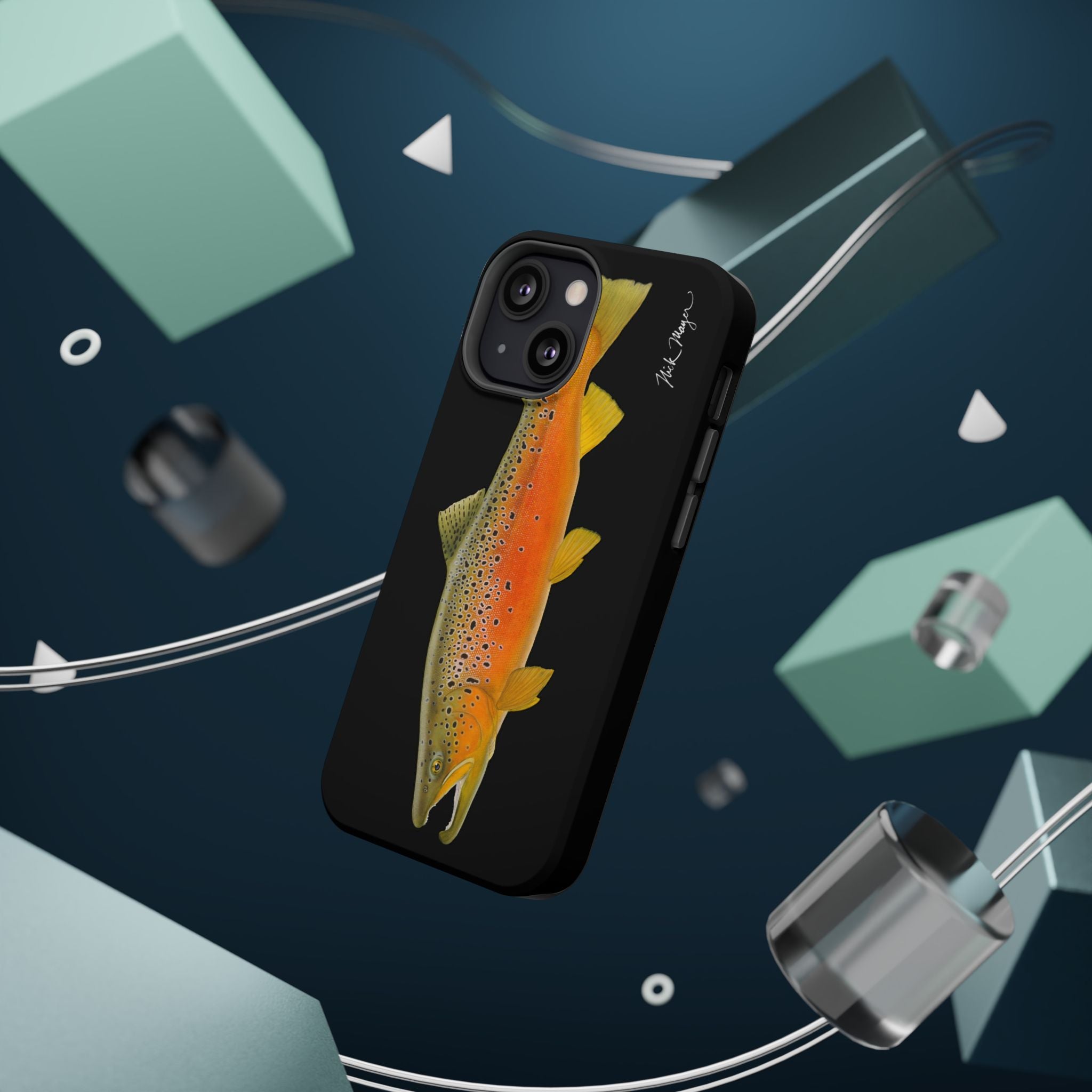Brown Trout 2 Black MagSafe iPhone Case, NEW for Holiday 2025!
