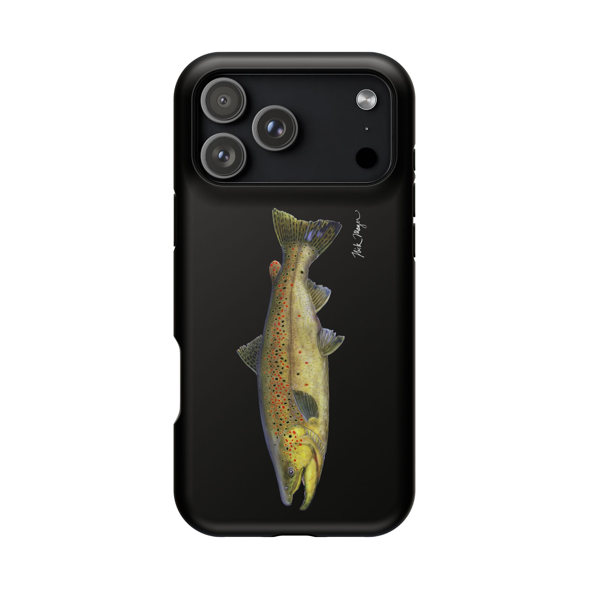 Brown Trout MagSafe Black iPhone Case