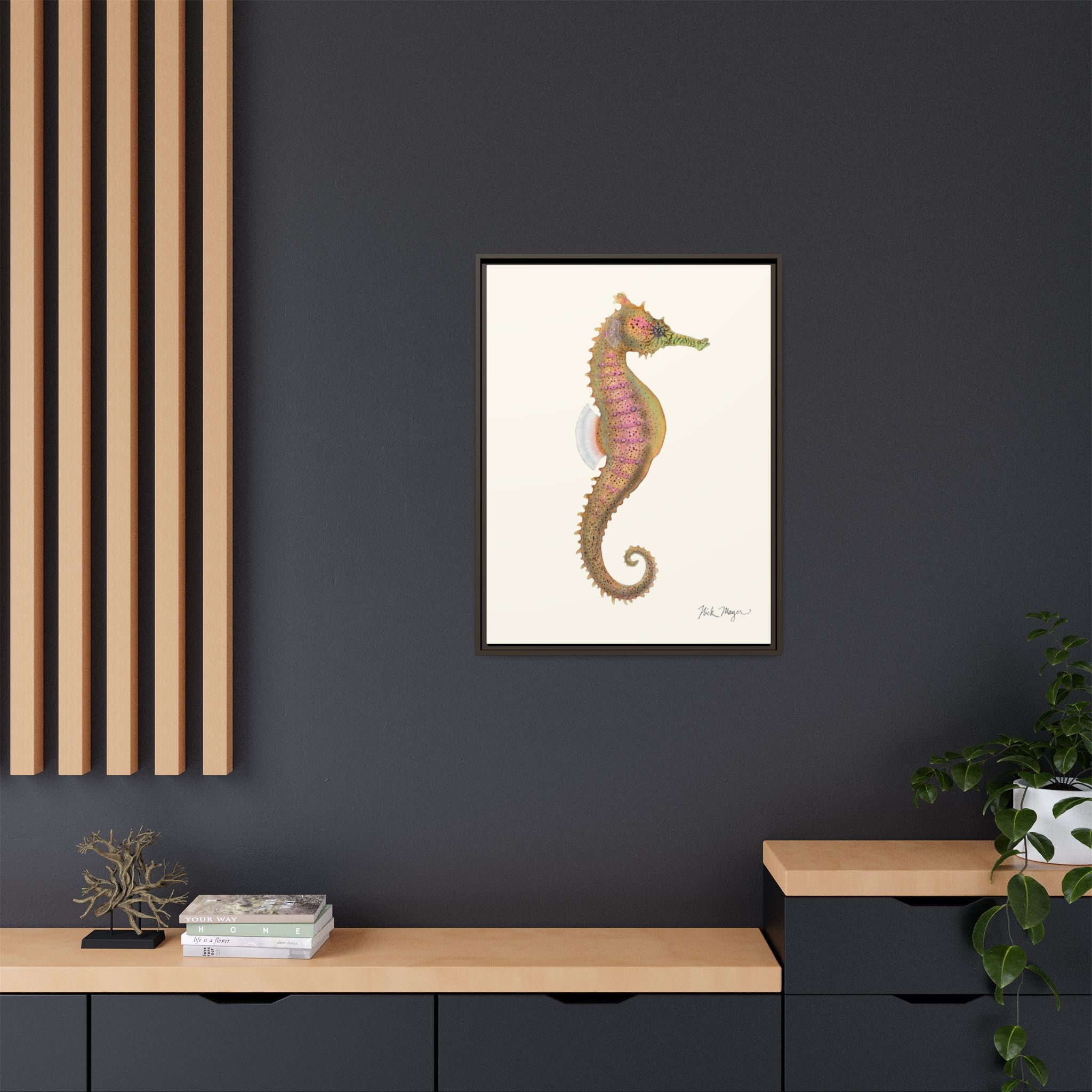 Estuary Seahorse Framed Canvas Print Printify