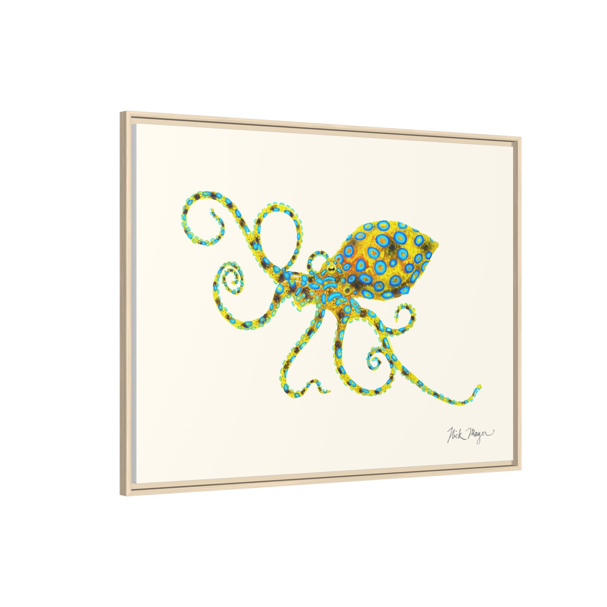 Blue Ringed Octopus Framed Canvas Print Printify