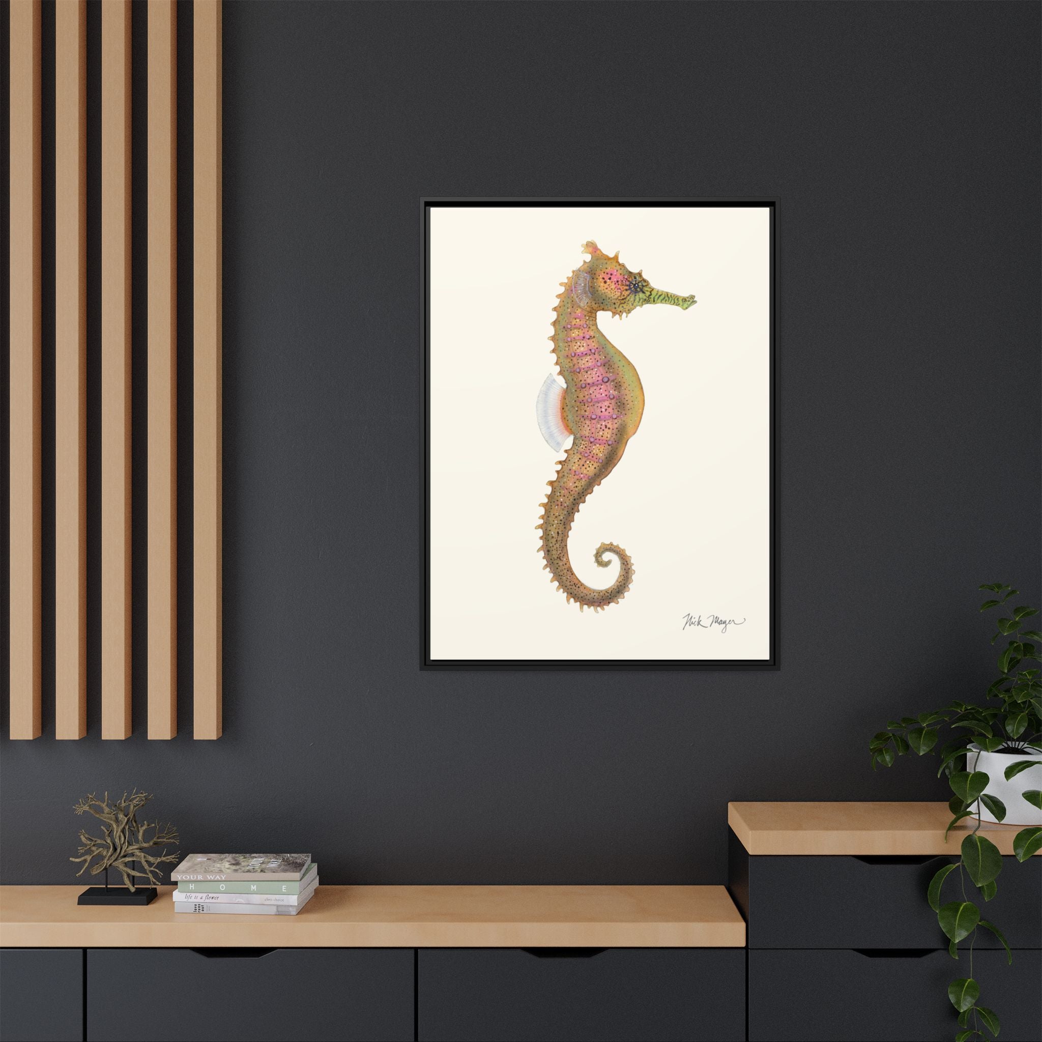 Estuary Seahorse Framed Canvas Print Printify