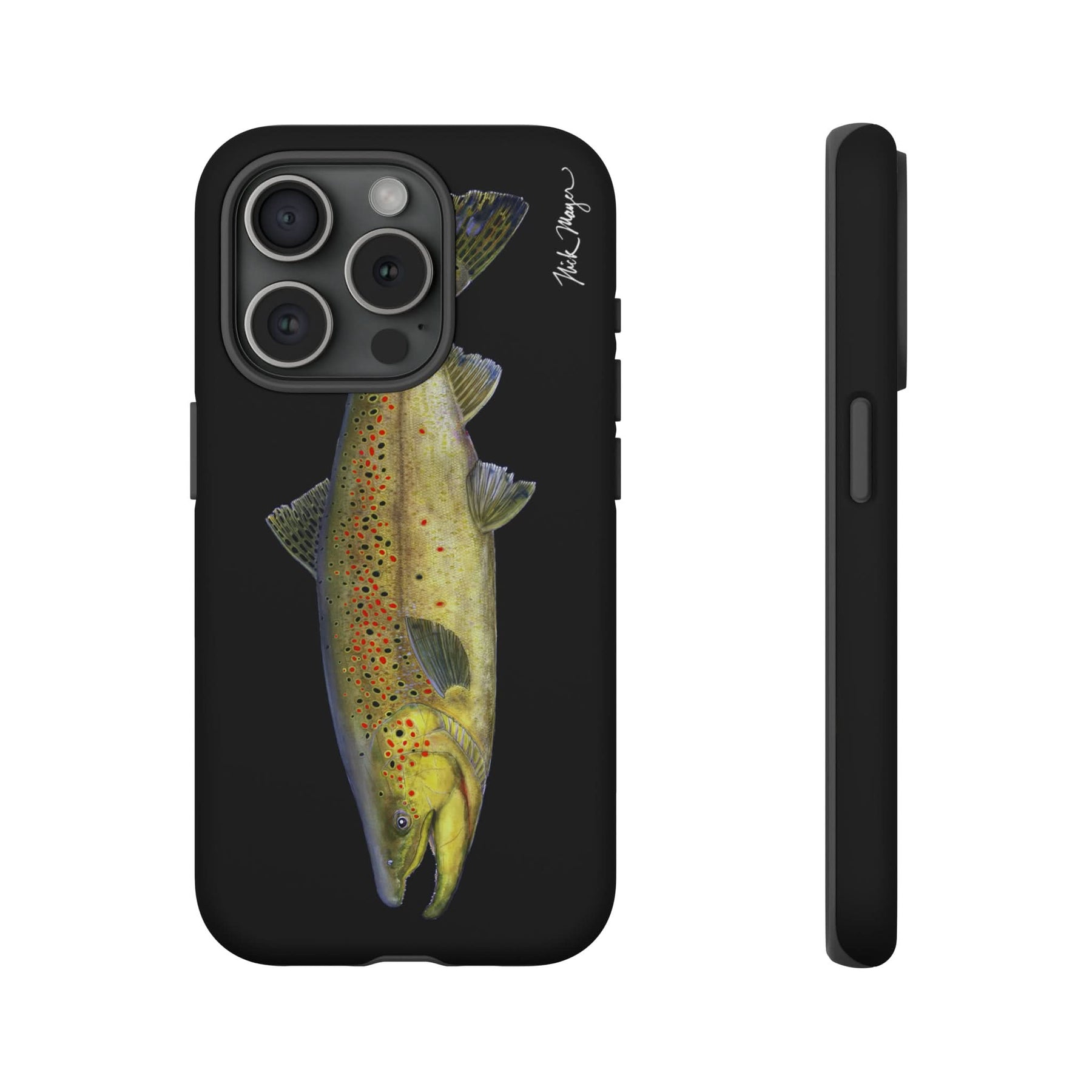 Brown Trout Black iPhone 15 Case