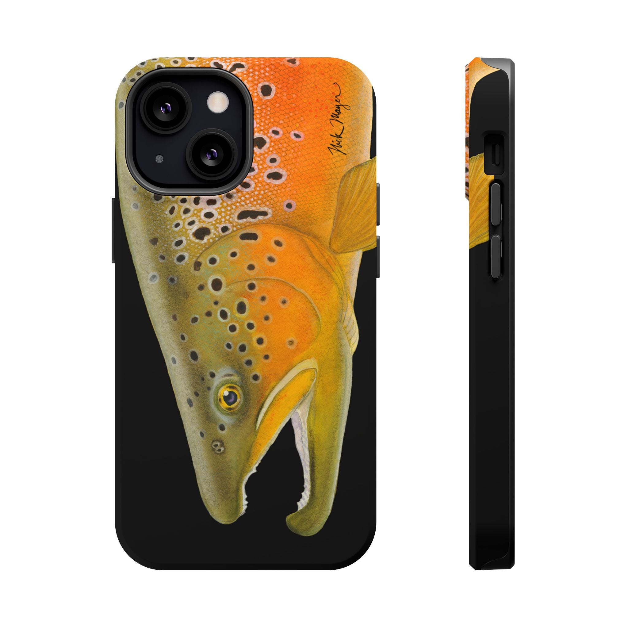 Brown Trout 2 Black MagSafe iPhone Case