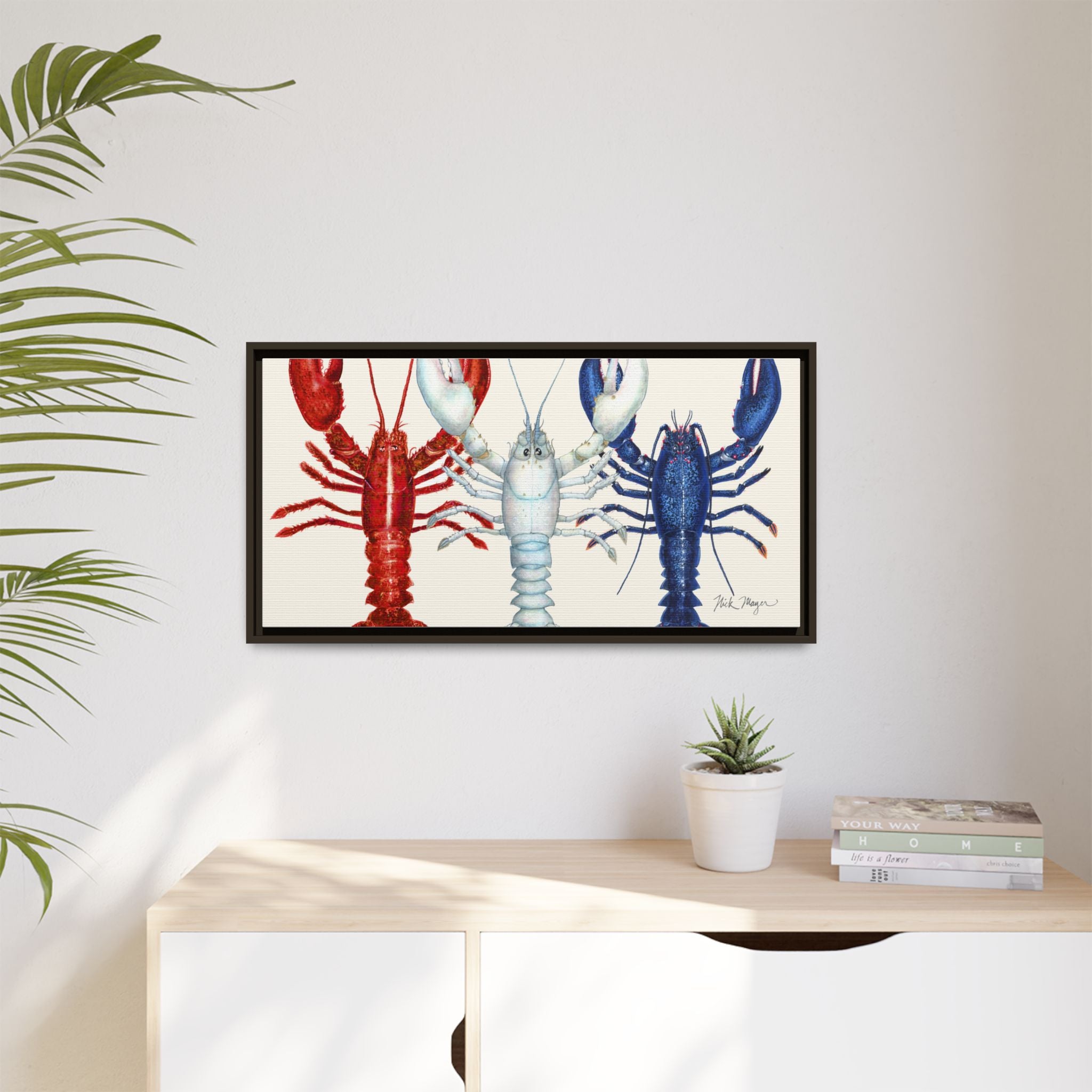 American Lobsters Trio Framed Canvas Print Printify