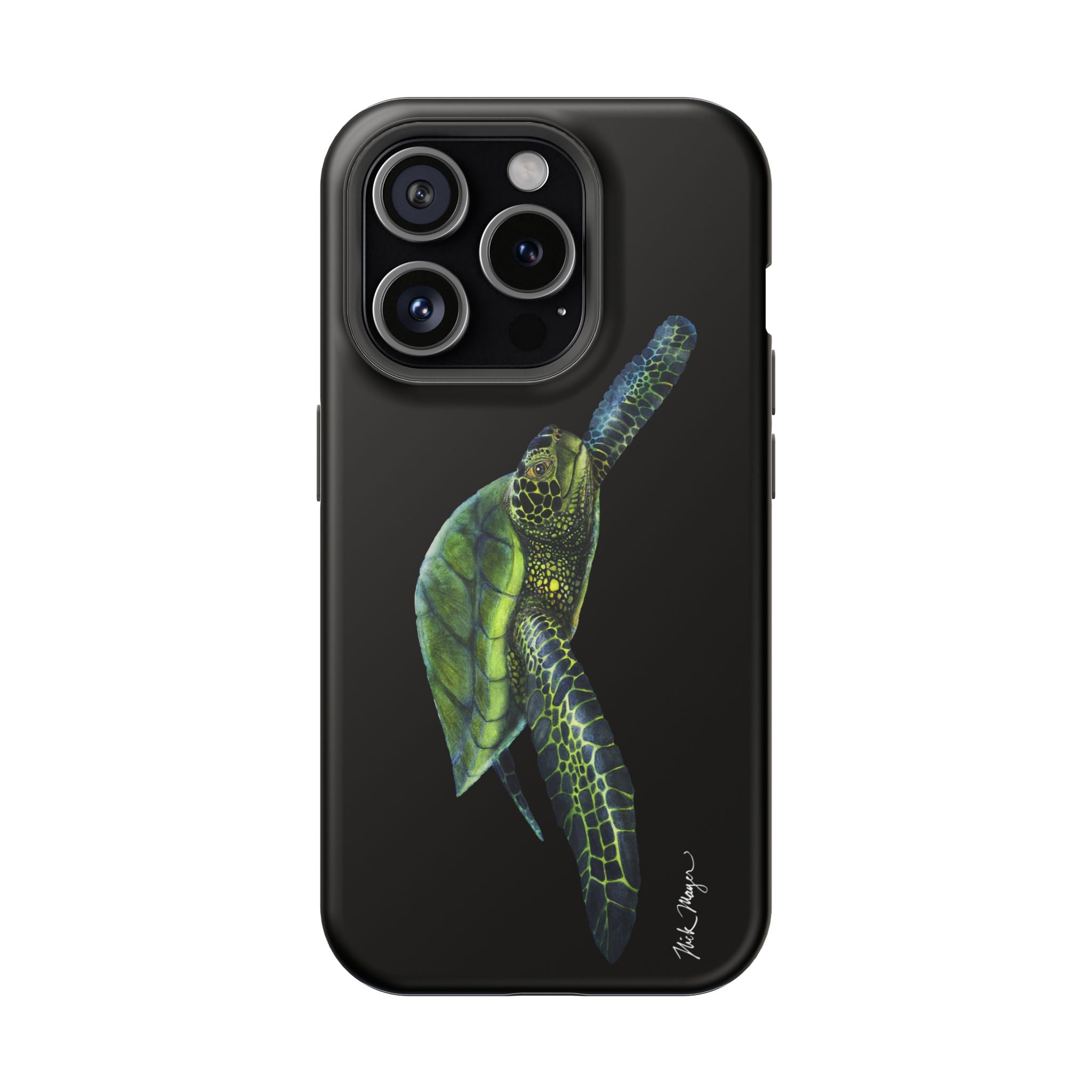 Green Sea Turtle MagSafe Black iPhone Case