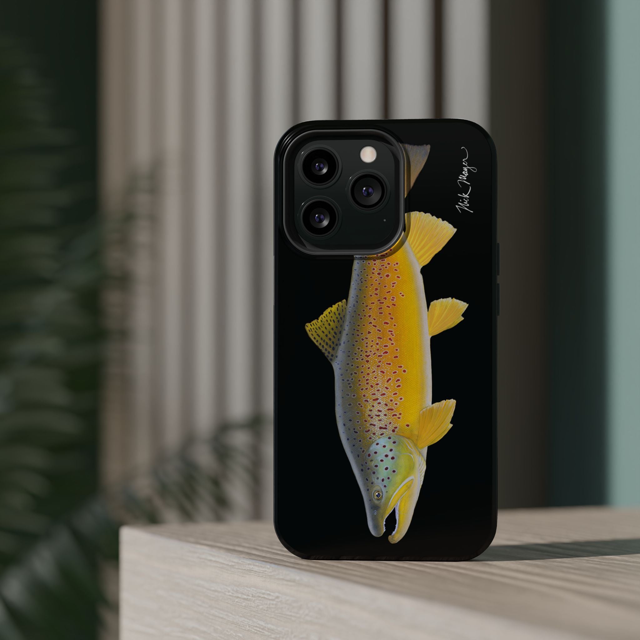Brown Trout 3 Black MagSafe iPhone Case