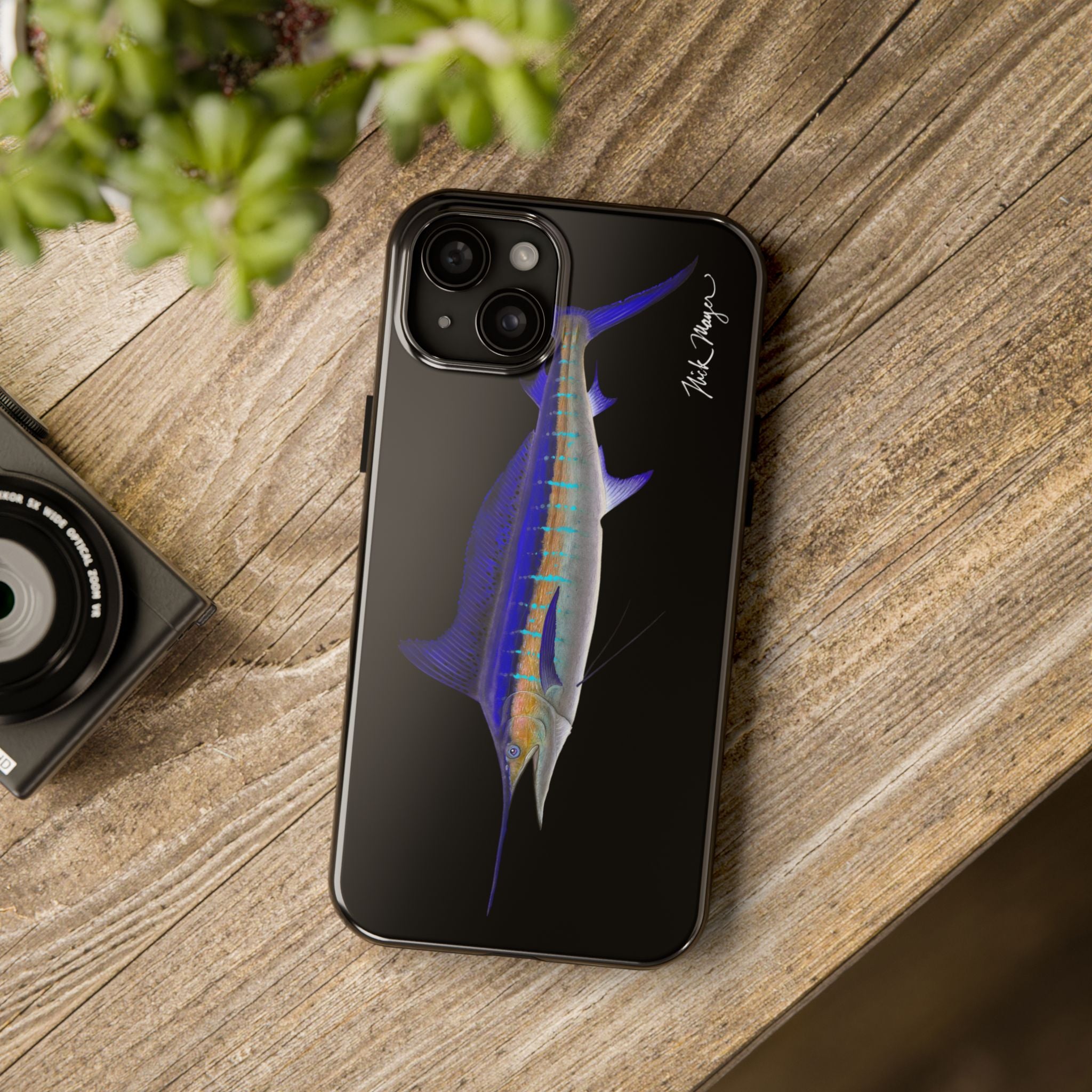 Striped Marlin Black Phone Case (iPhone)