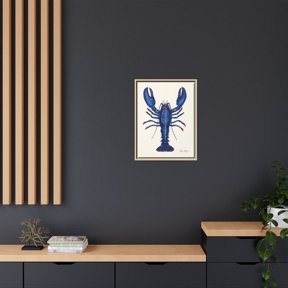 Blue Lobster II Framed Canvas Print Printify