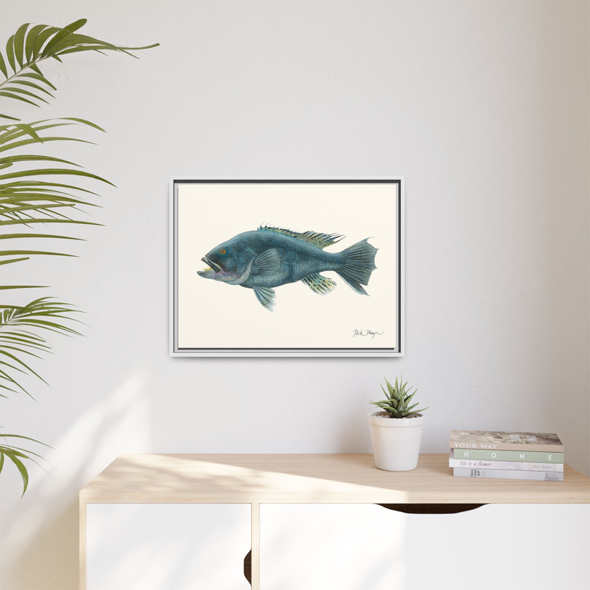 Black Sea Bass Framed Canvas Print Printify