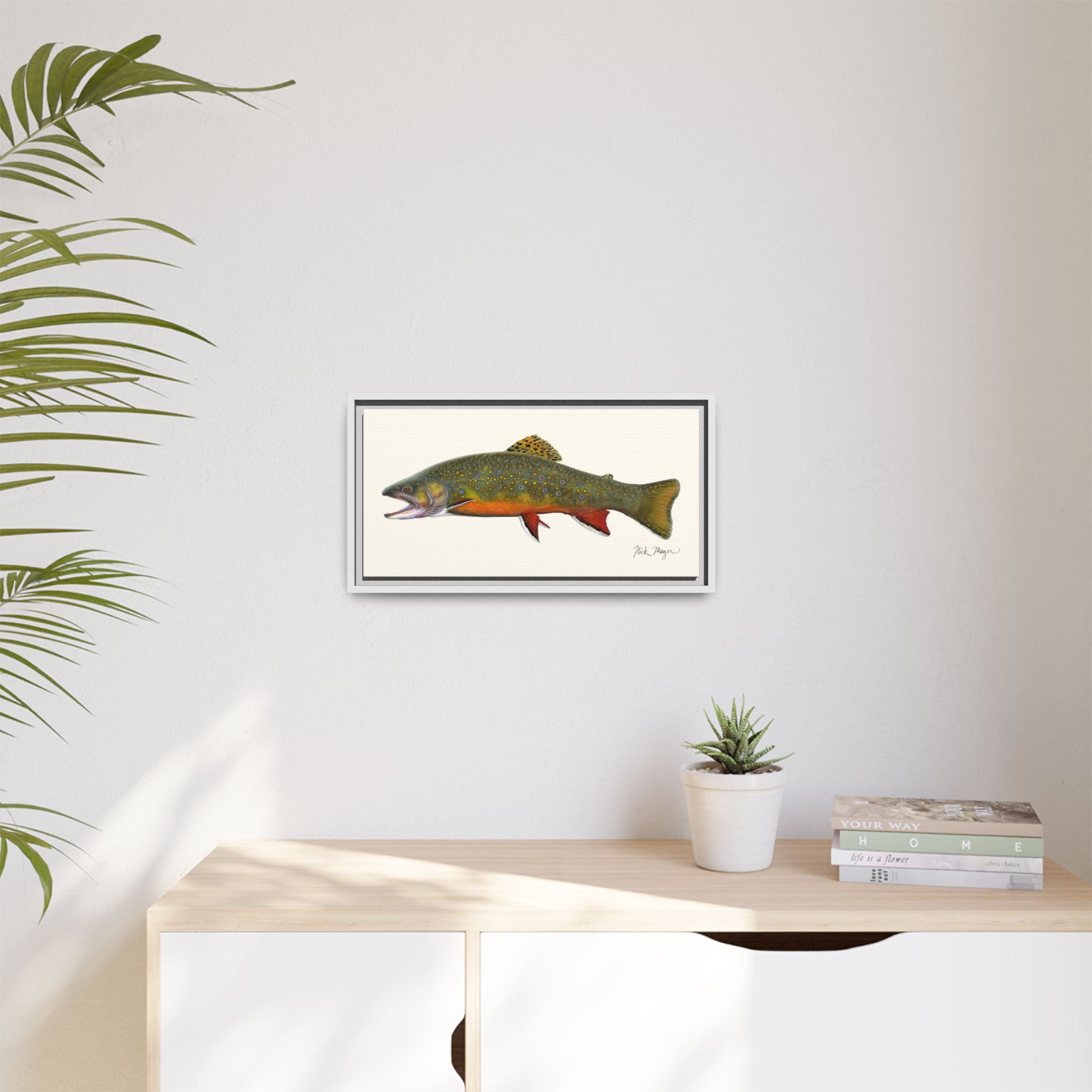Beaver Pond Brook Trout Framed Canvas Print Printify