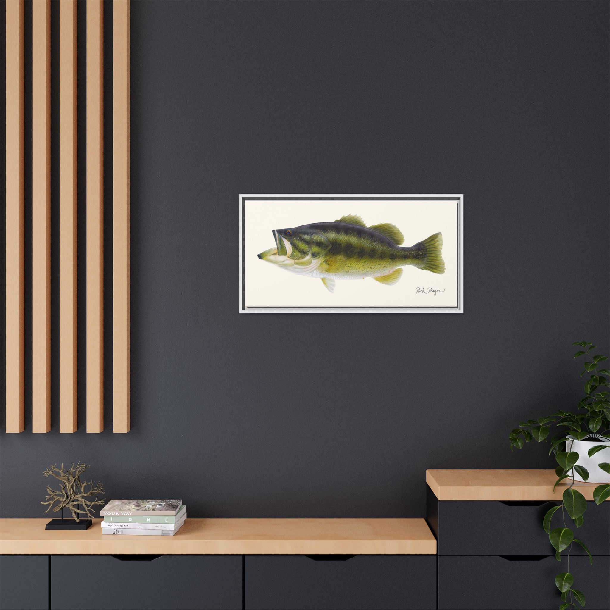 Largemouth Bass I Framed Canvas Print Printify