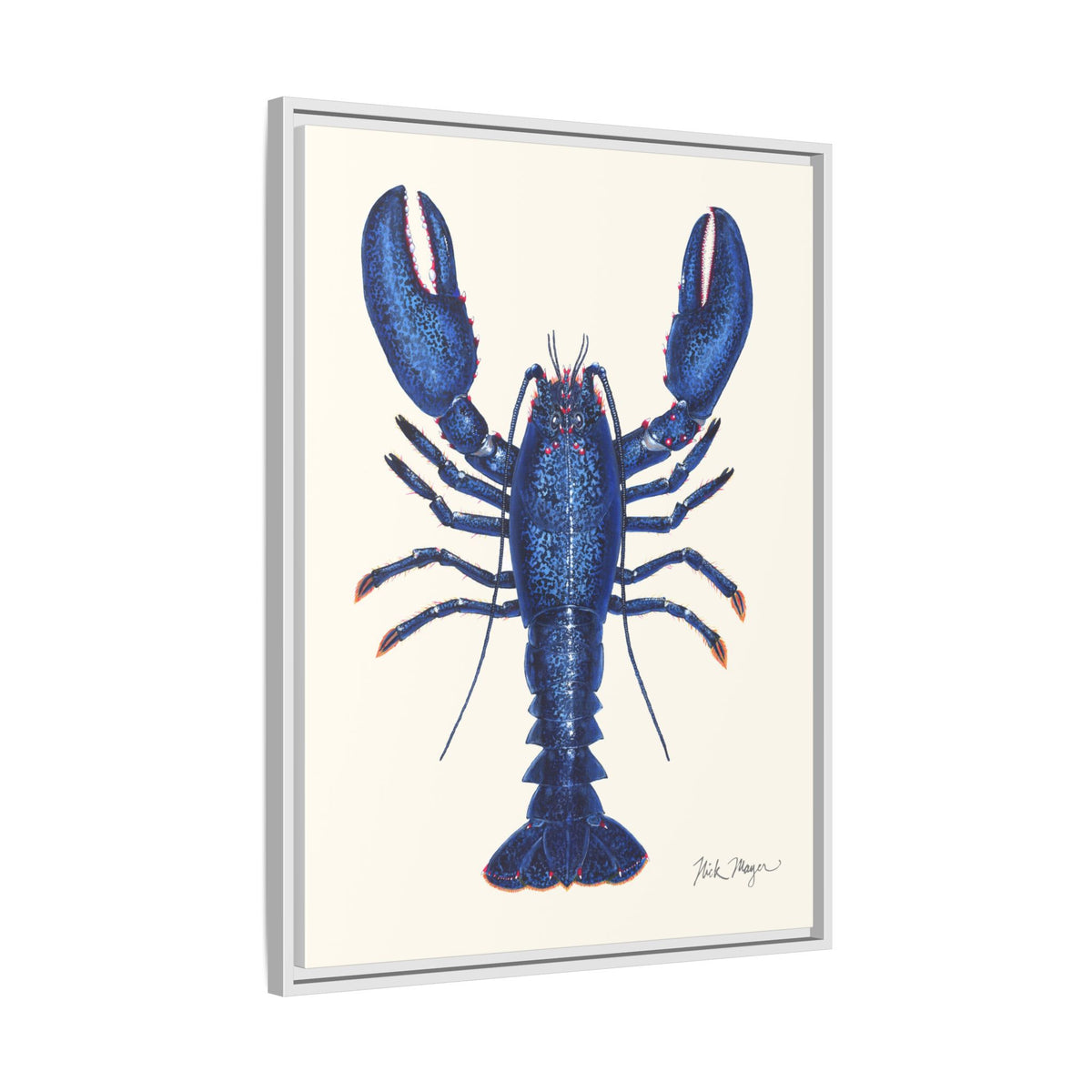 Blue Lobster II Framed Canvas Print Printify