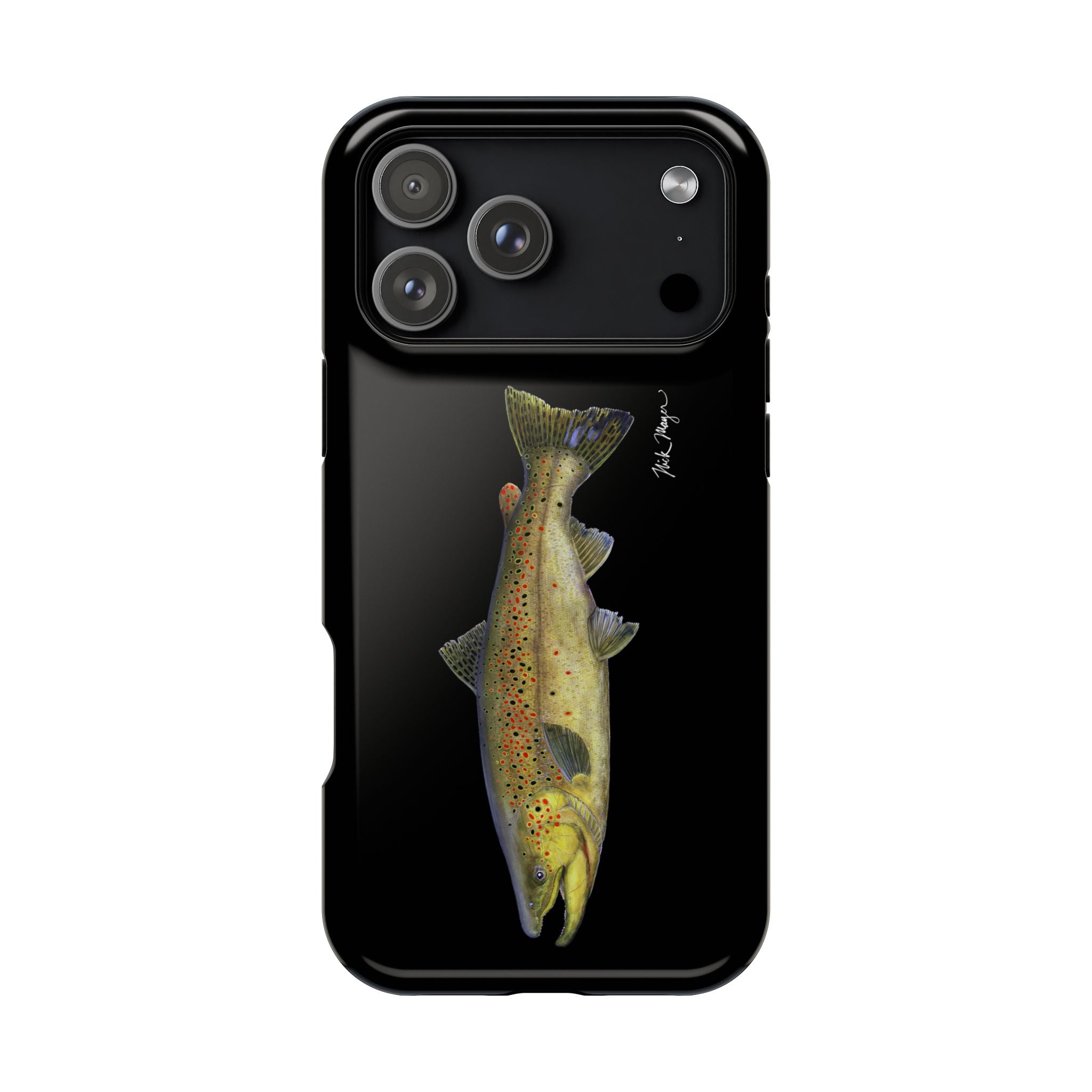 Brown Trout MagSafe Black iPhone Case