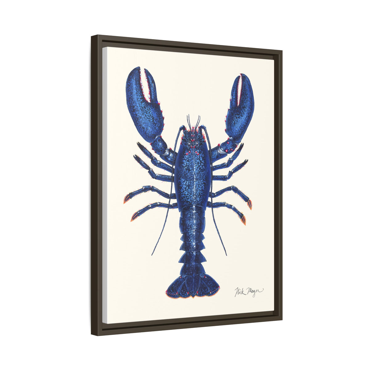 Blue Lobster II Framed Canvas Print Printify