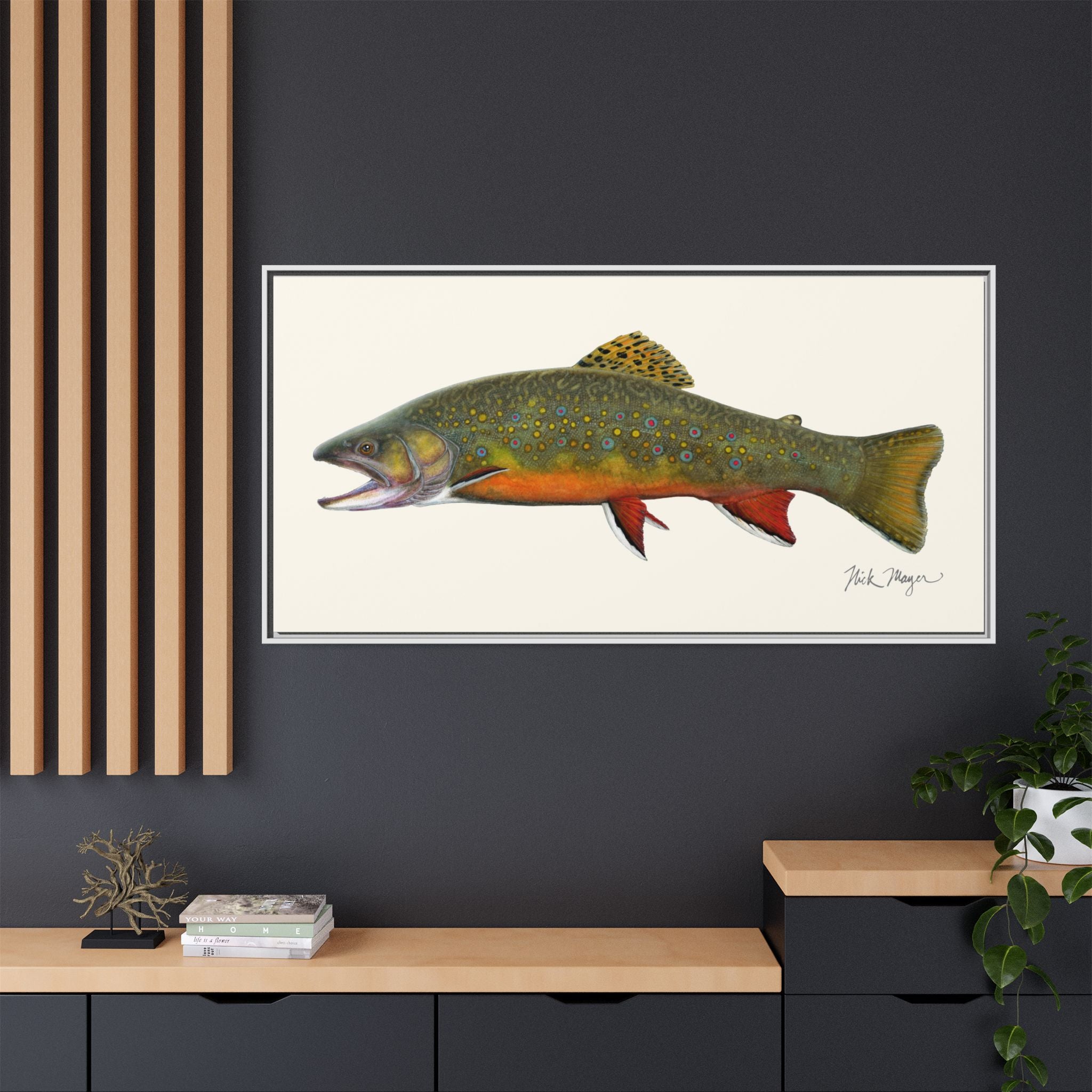 Beaver Pond Brook Trout Framed Canvas Print Printify