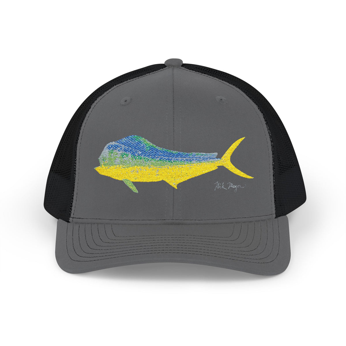 Bull Mahi Embroidered Snapback Trucker Hat Printify