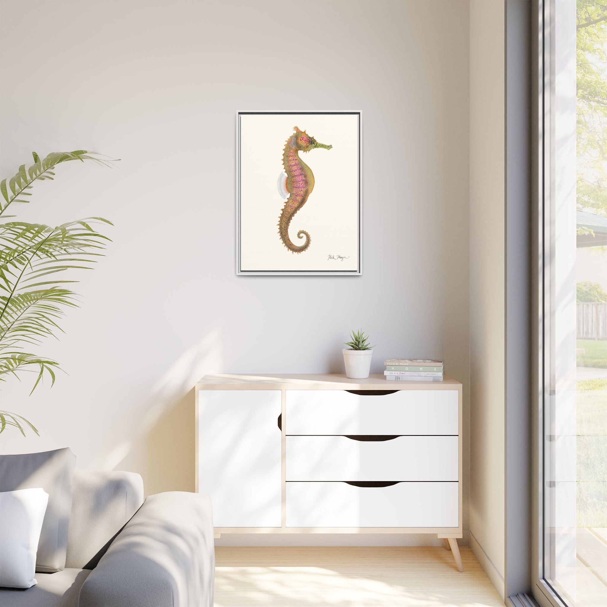Estuary Seahorse Framed Canvas Print Printify