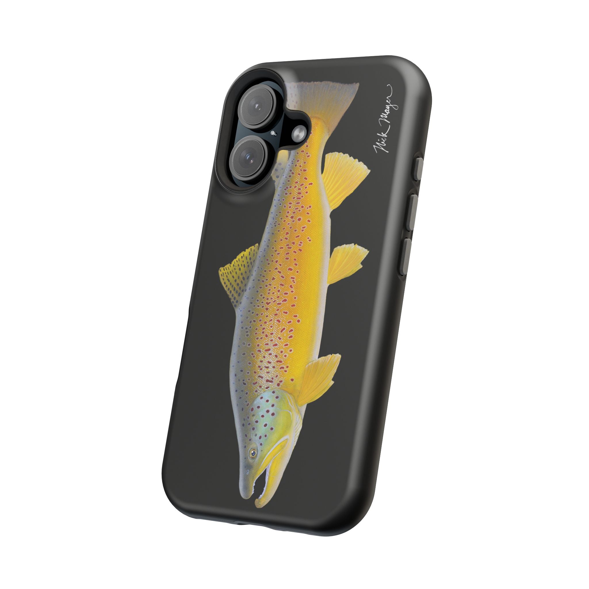 Brown Trout 3 Black MagSafe iPhone Case