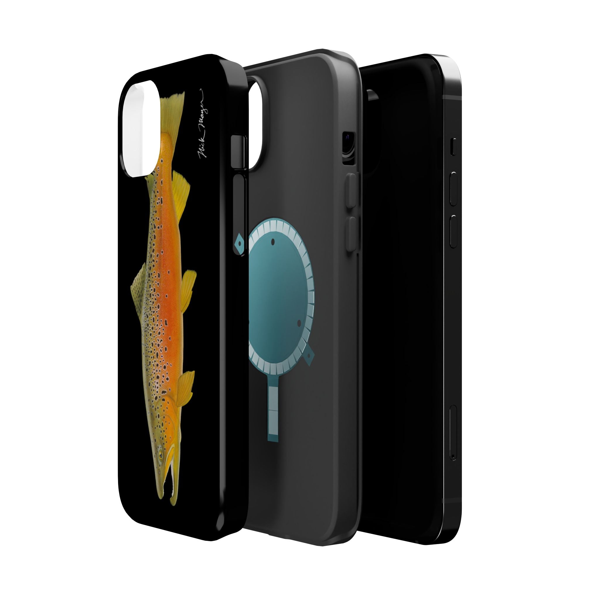 Brown Trout 2 Black MagSafe iPhone Case, NEW for Holiday 2025!
