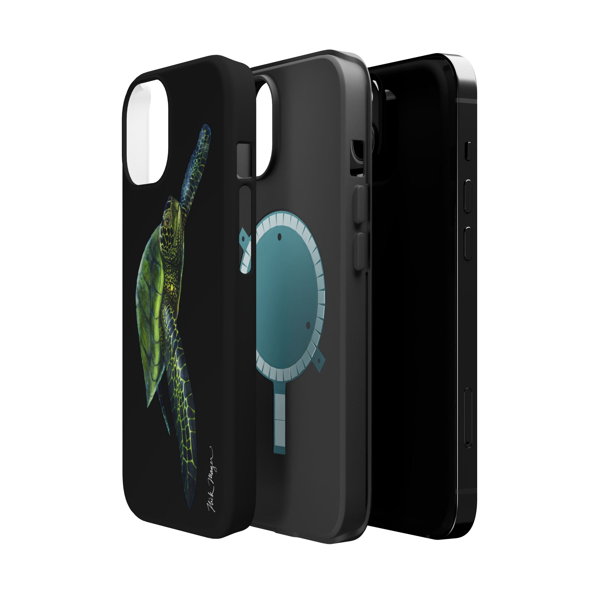 Green Sea Turtle MagSafe Black iPhone Case