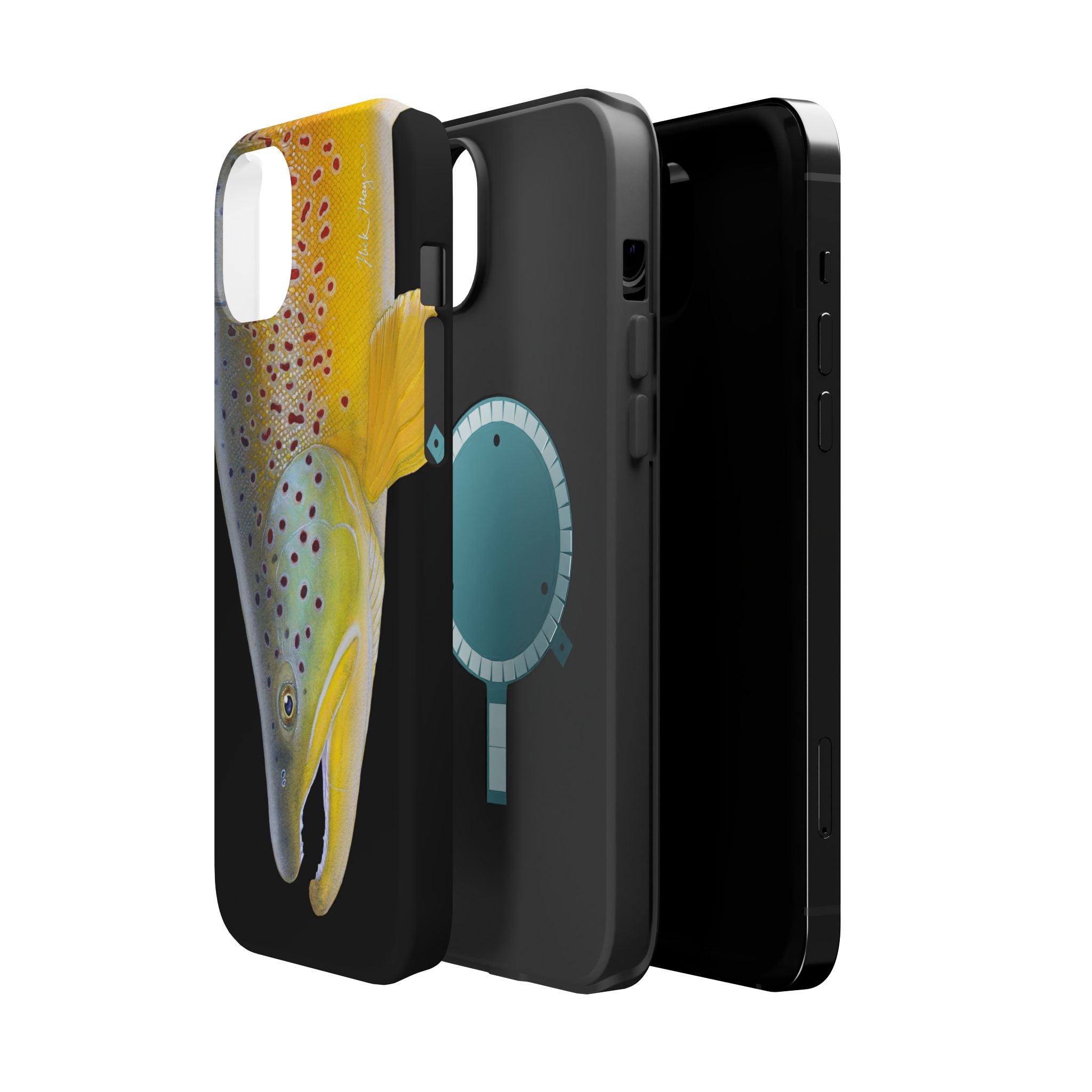 Brown Trout 3 Face Black MagSafe iPhone Case