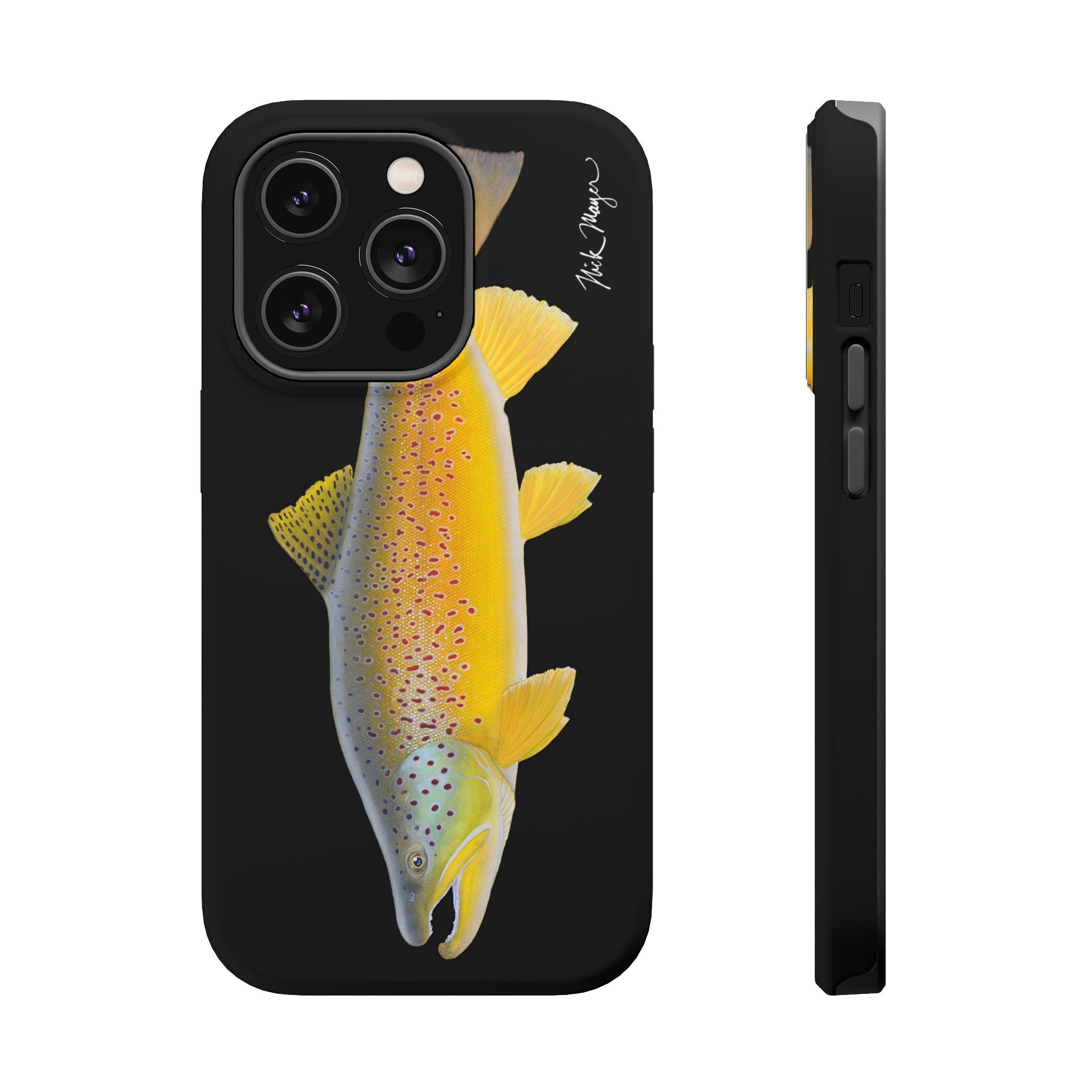 Brown Trout 3 Black MagSafe iPhone Case