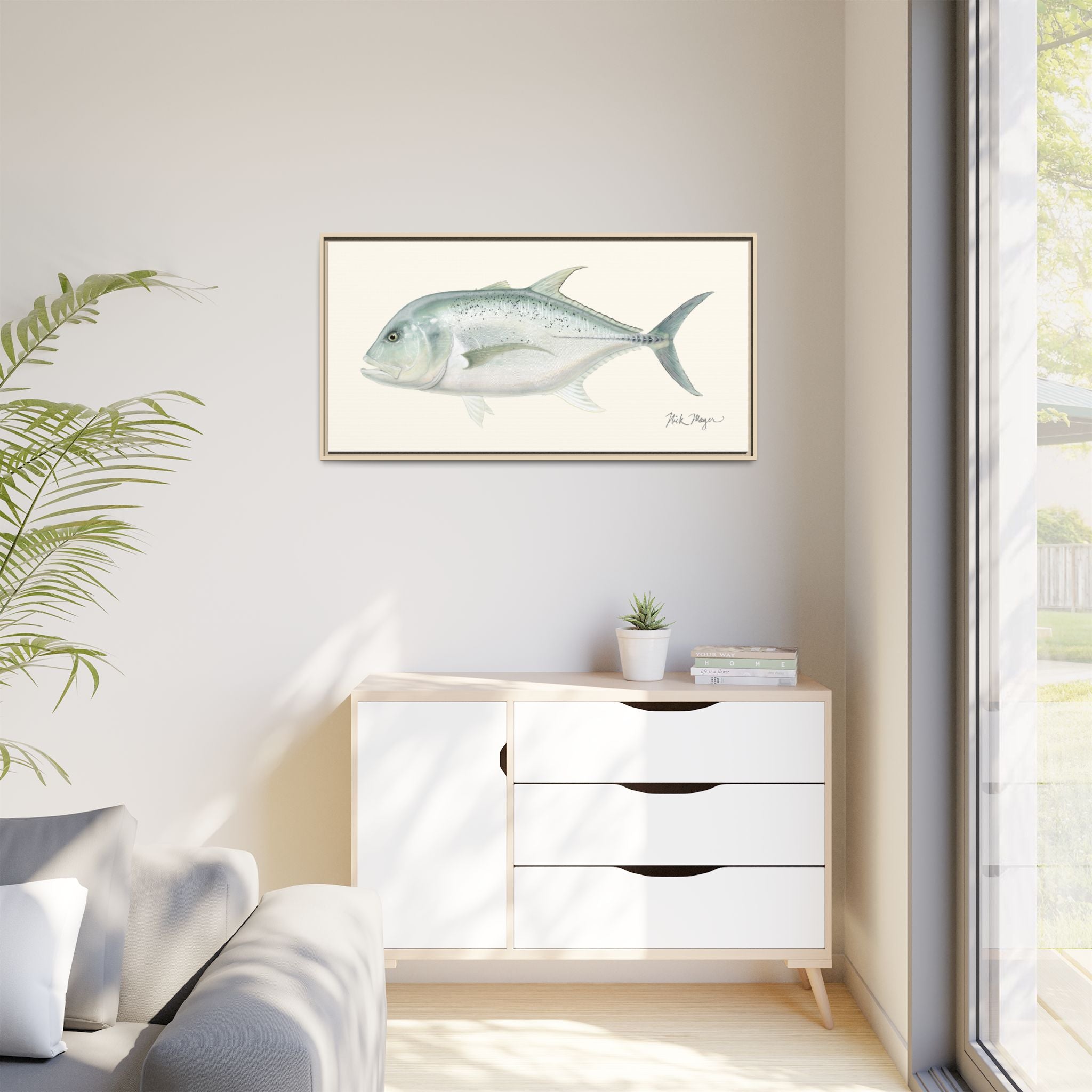 Boss Giant Trevally Framed Canvas Print Printify