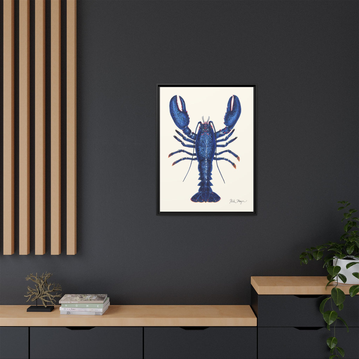 Blue Lobster II Framed Canvas Print Printify