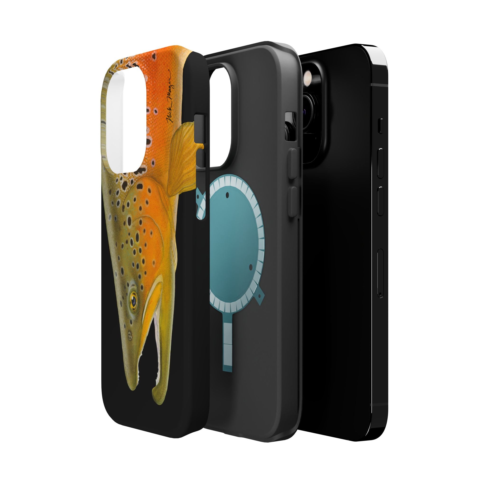 Brown Trout 2 Black MagSafe iPhone Case