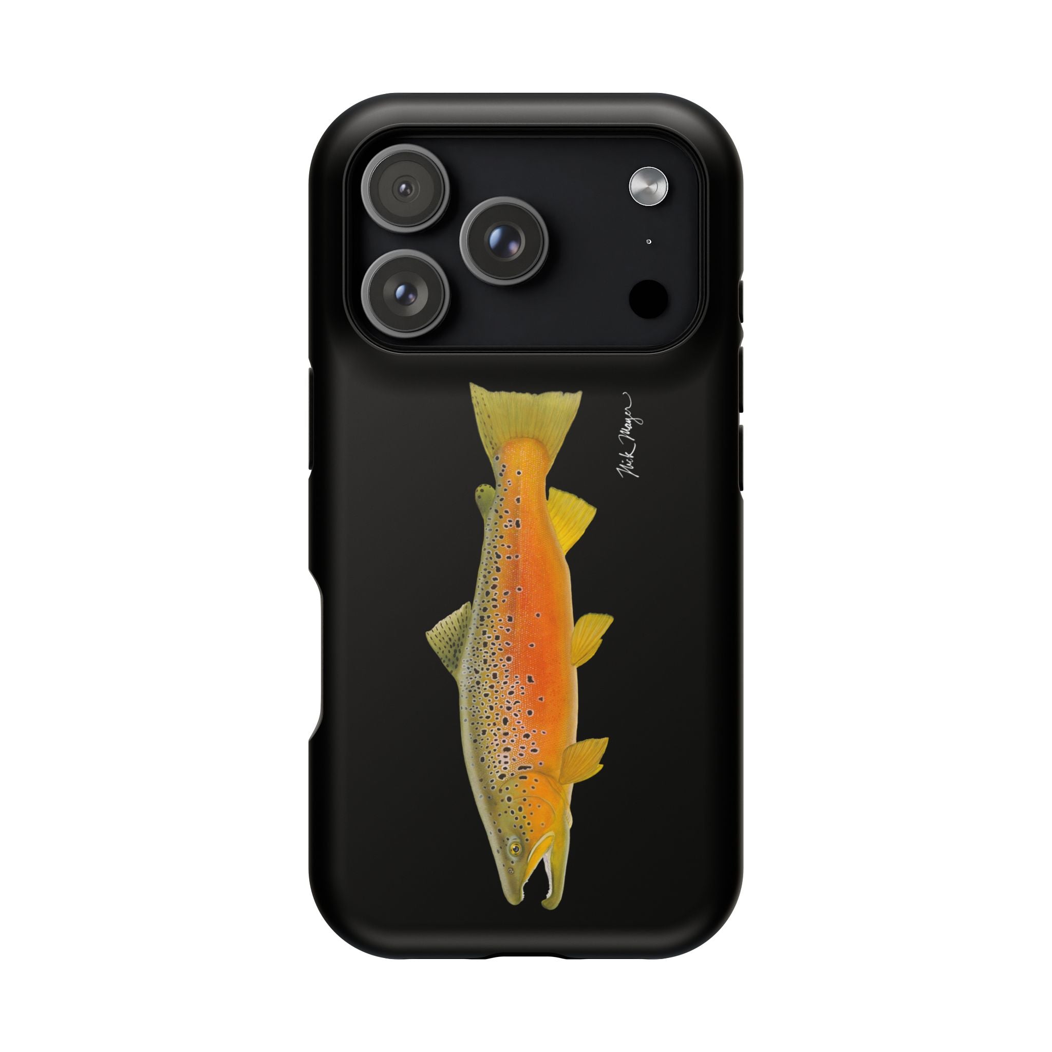 Brown Trout 2 Black MagSafe iPhone Case, NEW for Holiday 2025!