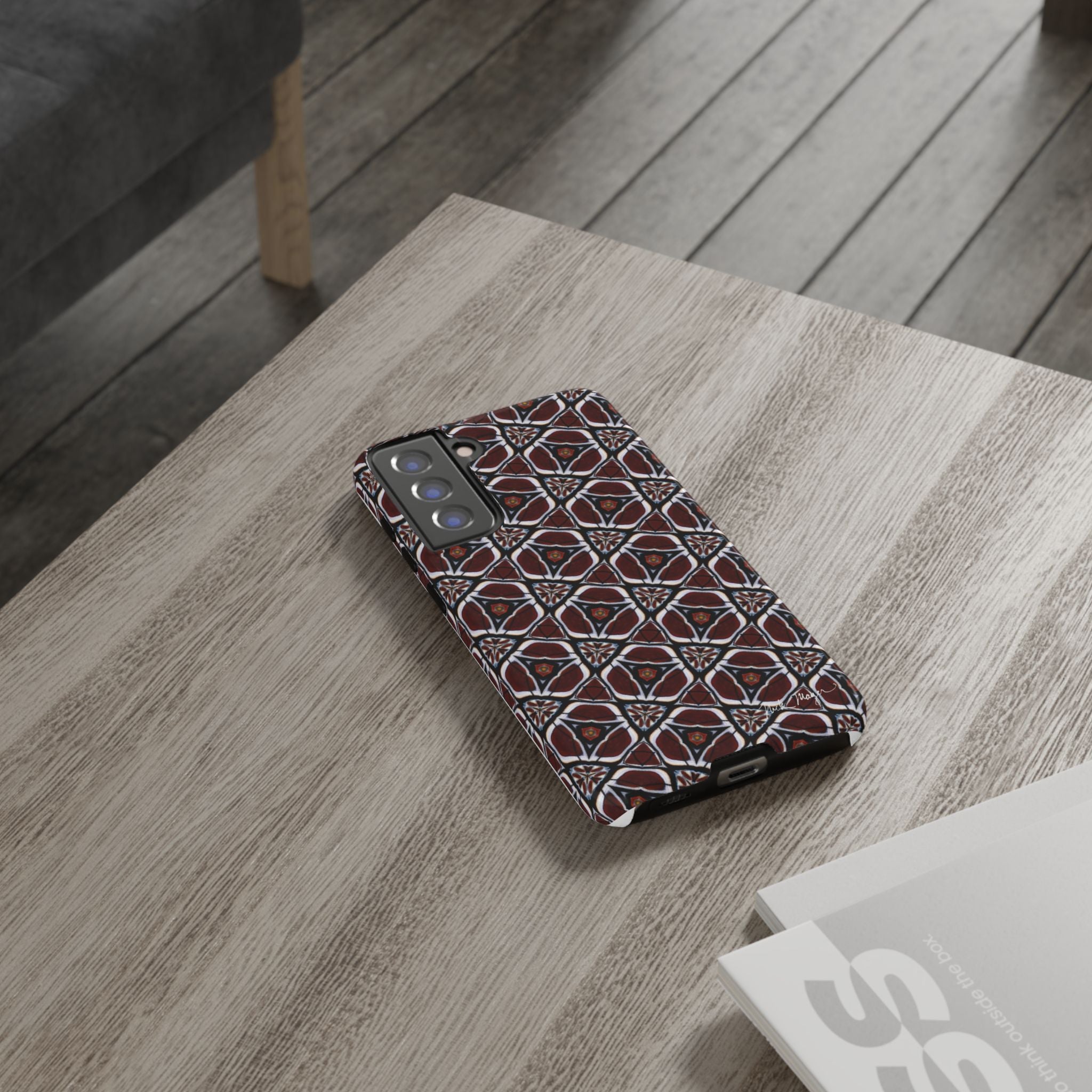 Maroon Butterfly Pattern Phone Case (Samsung)