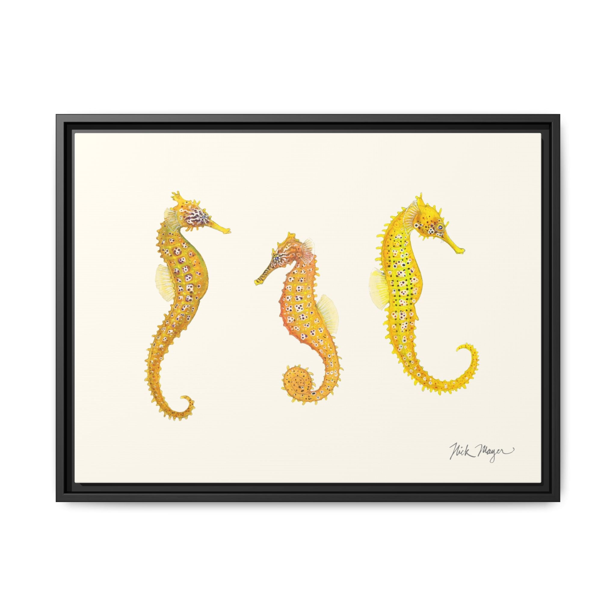 Giant Seahorse Trio Framed Canvas Print Printify