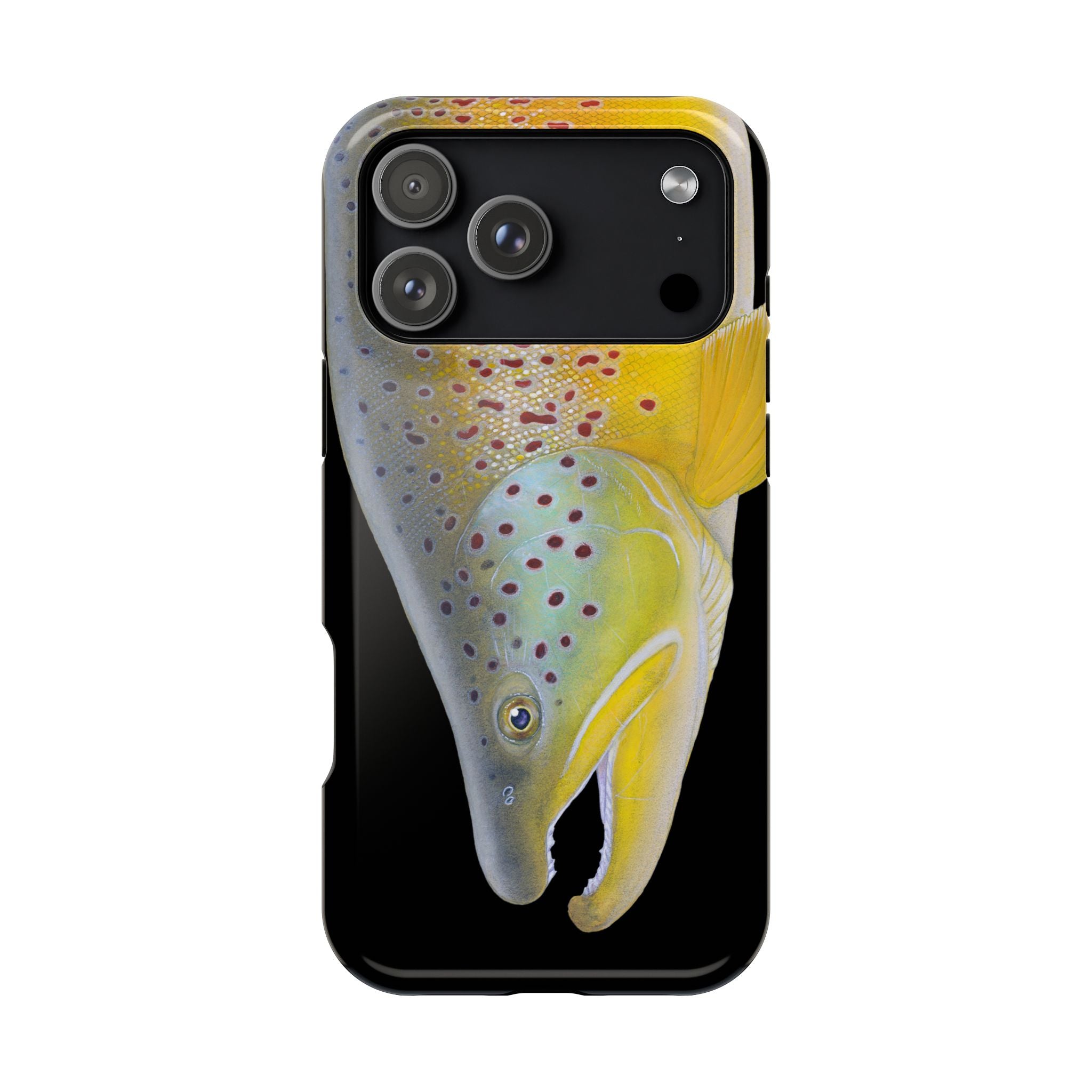 Brown Trout 3 Face Black MagSafe iPhone Case