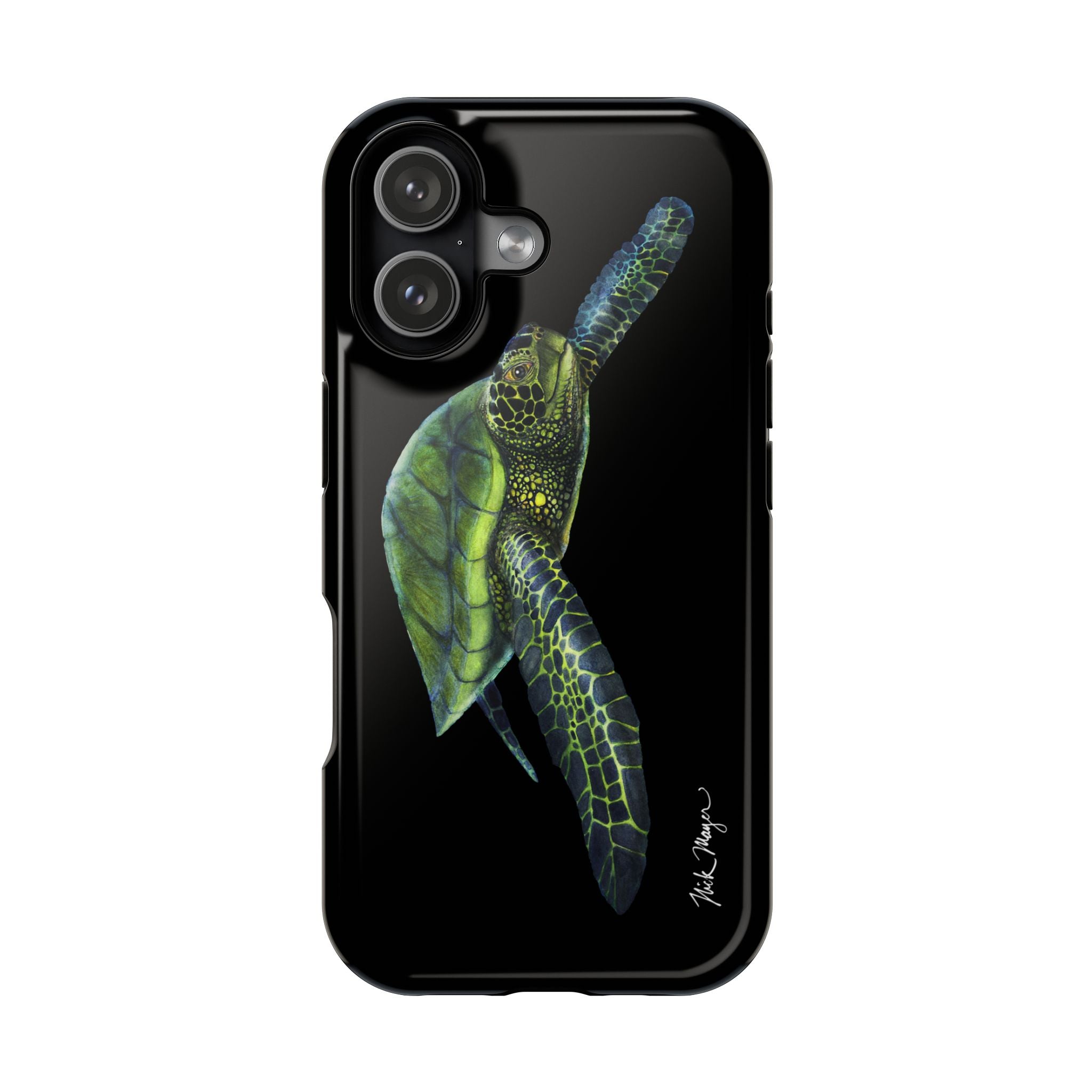 Green Sea Turtle MagSafe Black iPhone Case