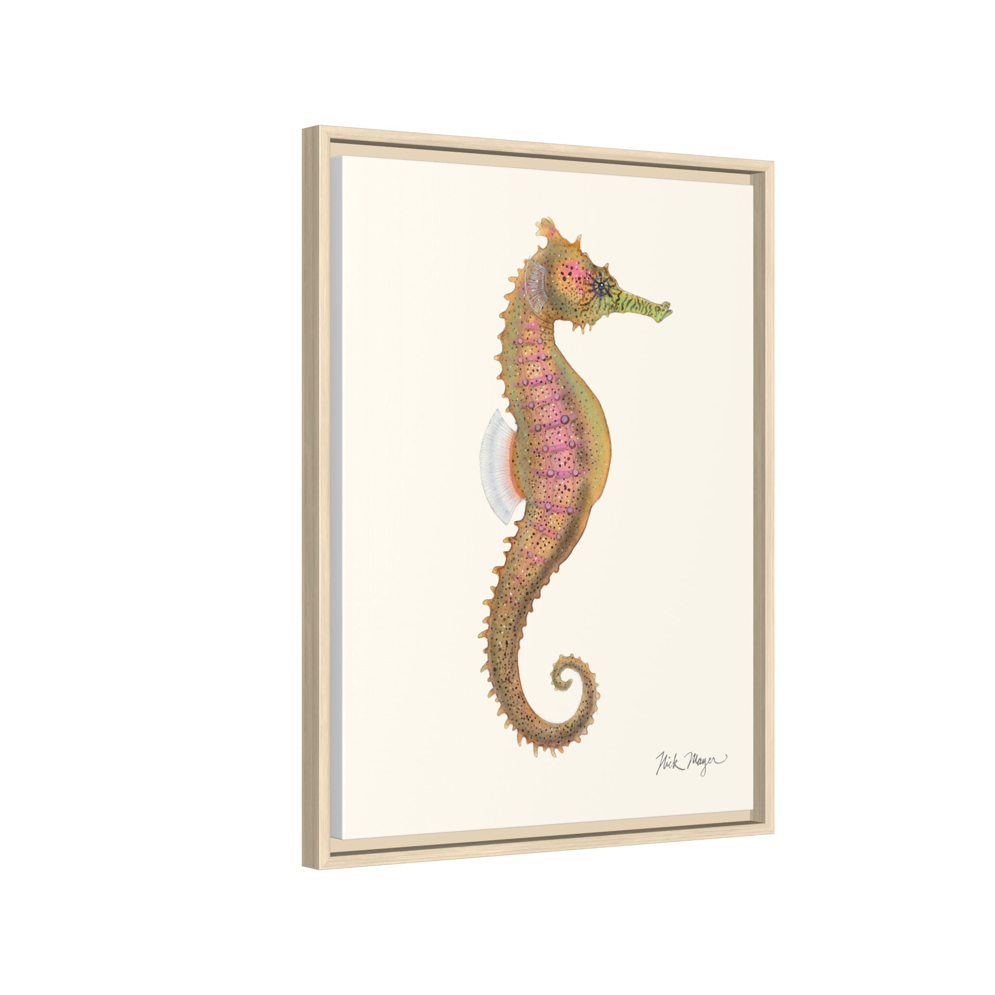 Estuary Seahorse Framed Canvas Print Printify