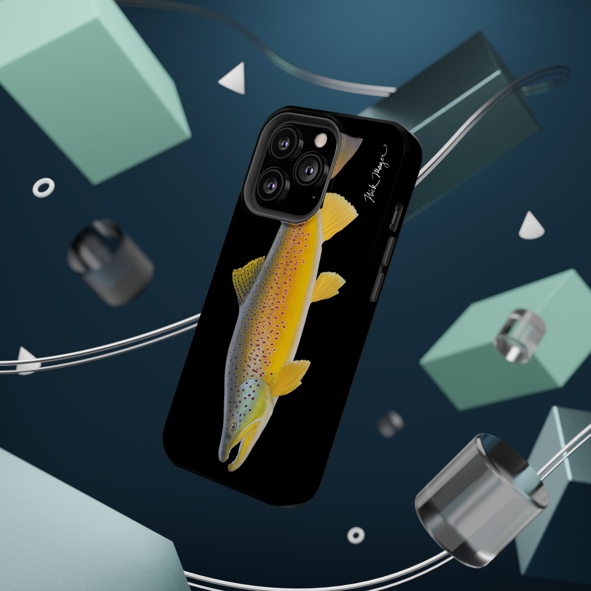 Brown Trout 3 Black MagSafe iPhone Case